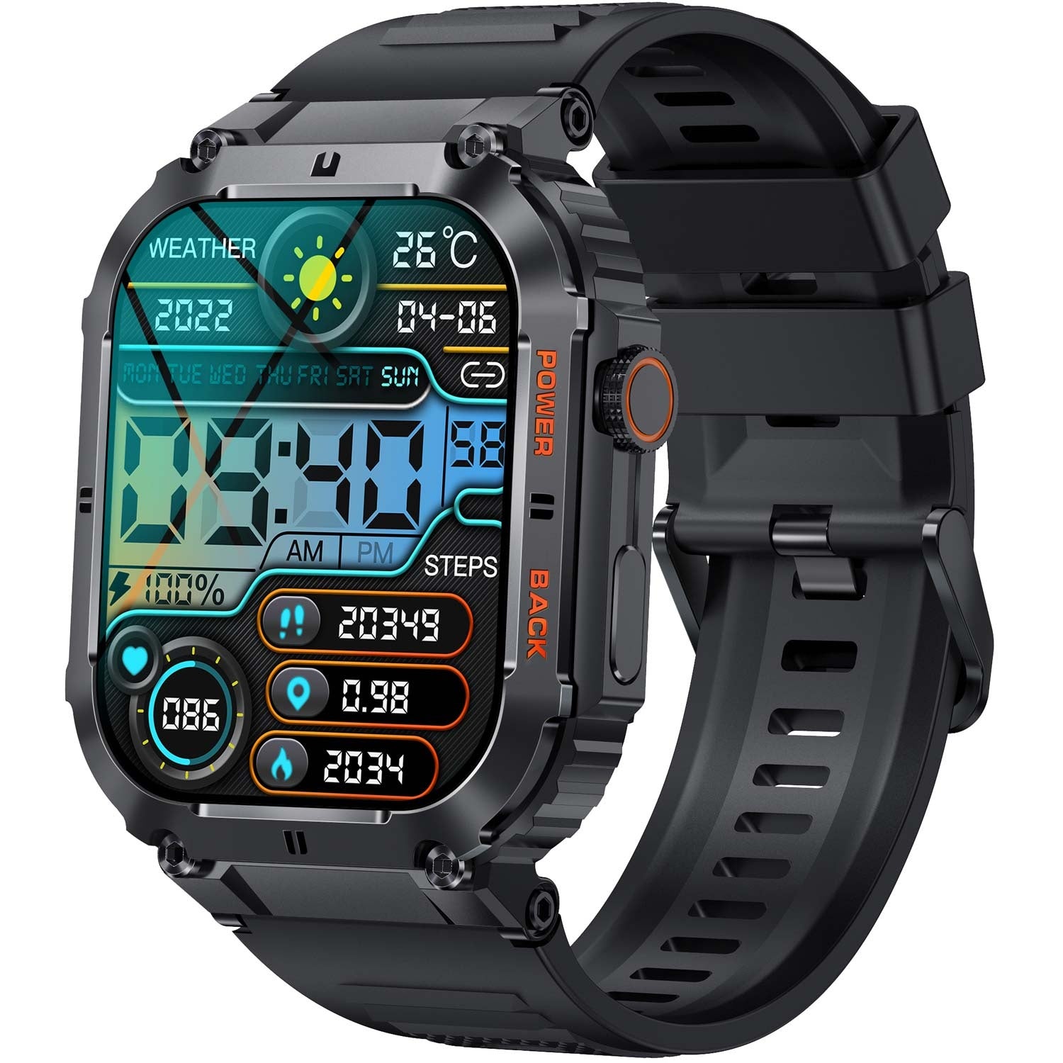 SWC-191B Bluetooth SmartWatch with heart rate, blood pressure and blood oxygen sensor & call function