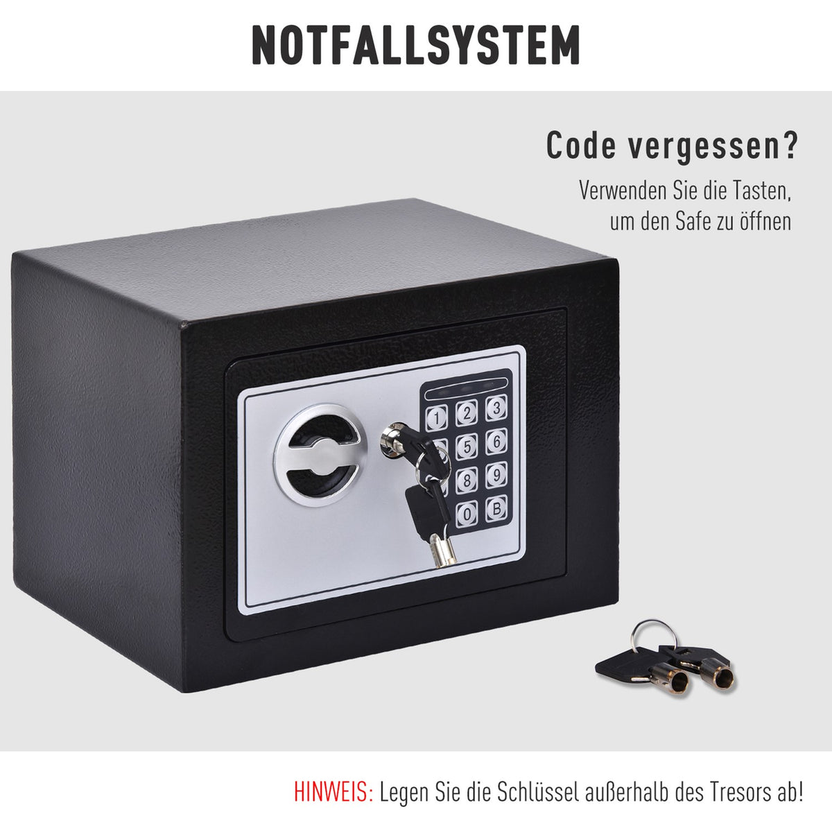 Safe, Furniture Safe With Electronic Lock, Steel, Black, 23X17X17Cm