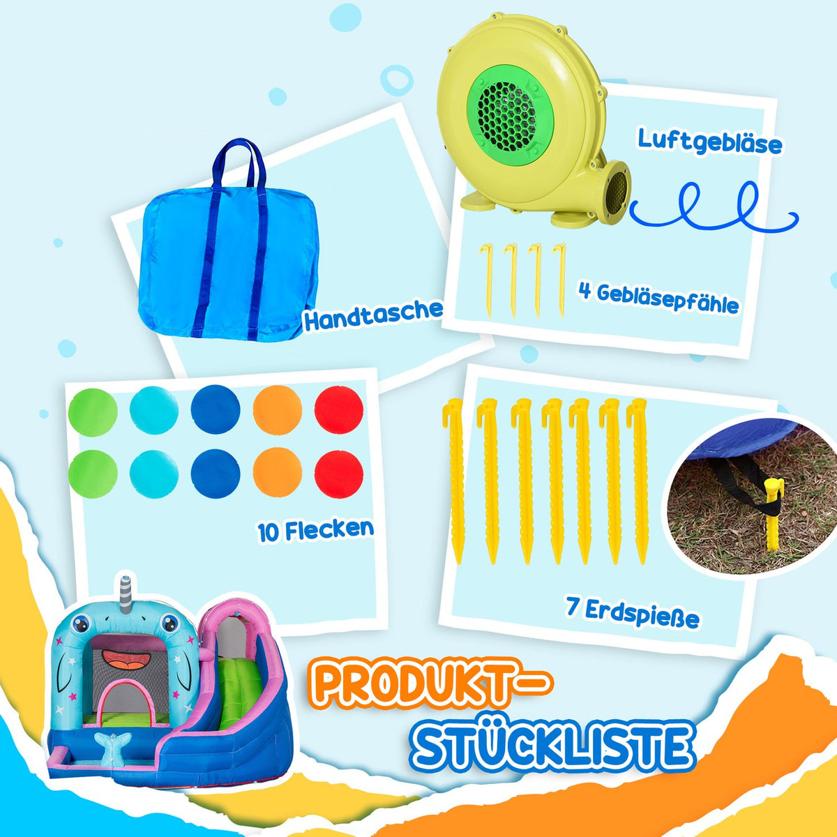 Safety Net, Water Slide, Play Castle, Water Park, For Children 3 To 8 Years