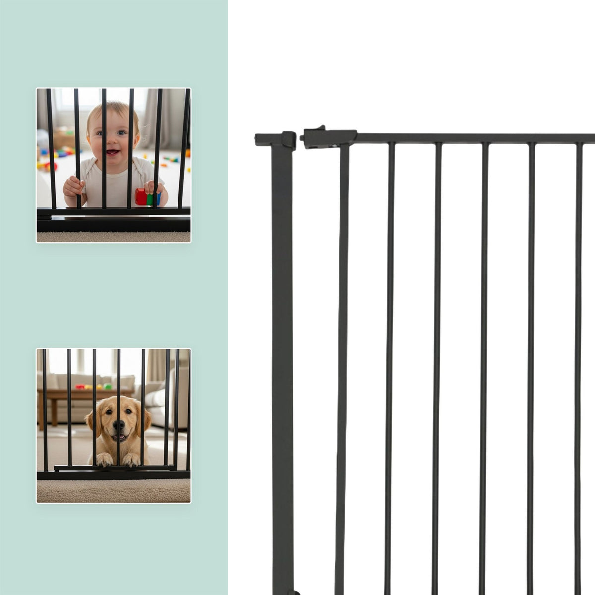Safety Stair Gate, Extendable 75–100 cm, No-Drill Install