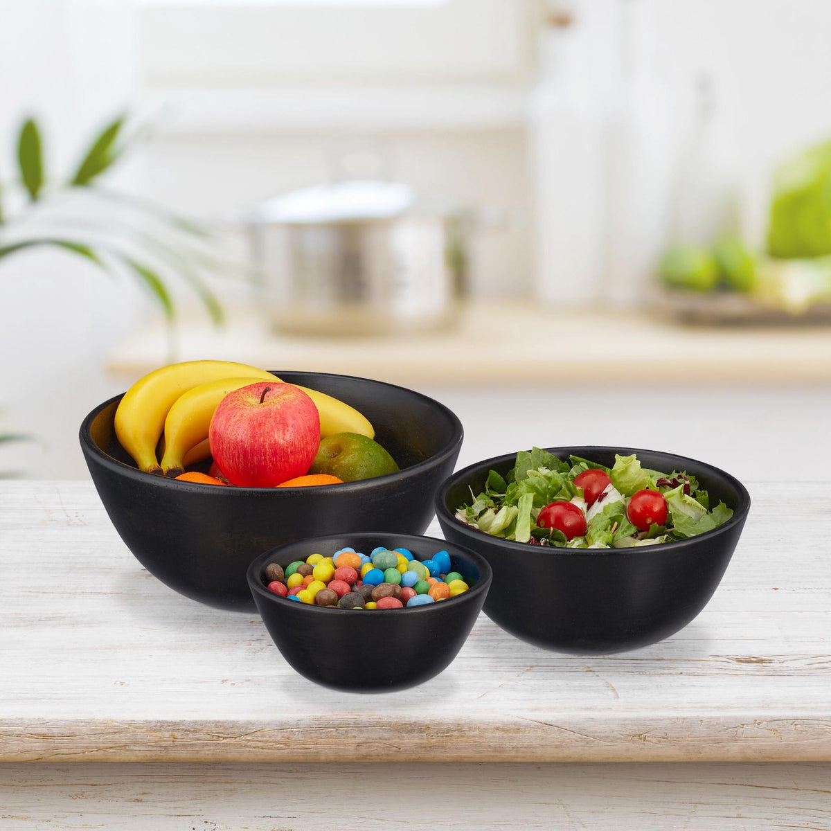 Salad bowl set of 3 black