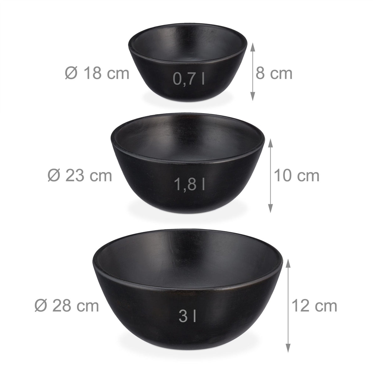 Salad bowl set of 3 black