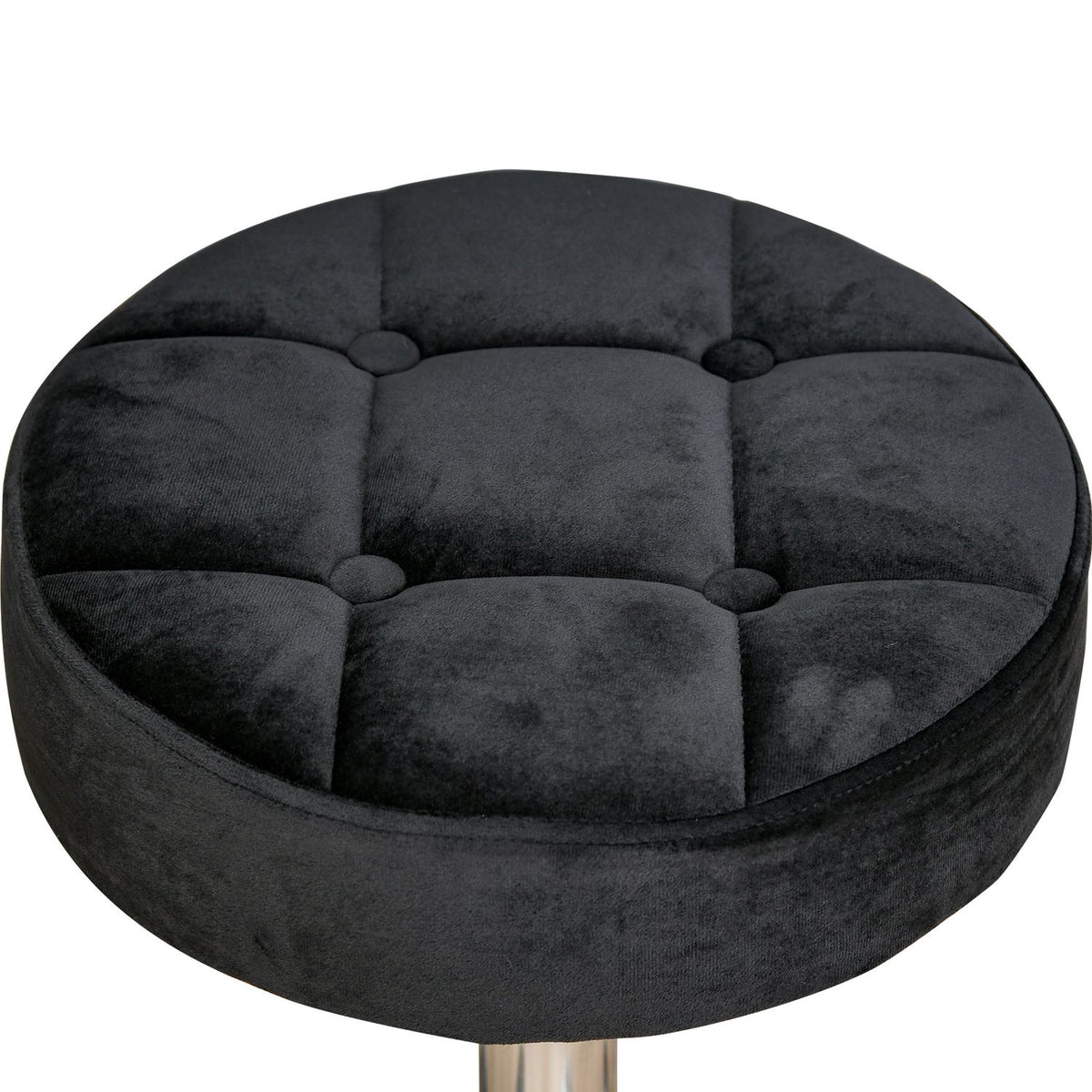 Salon Chair with Wheels Rolling Stool Height Adjustable Swivel Salon Stool Velvet Touch Foam Chrome Base Black 35 x 35 x 49-61 cm