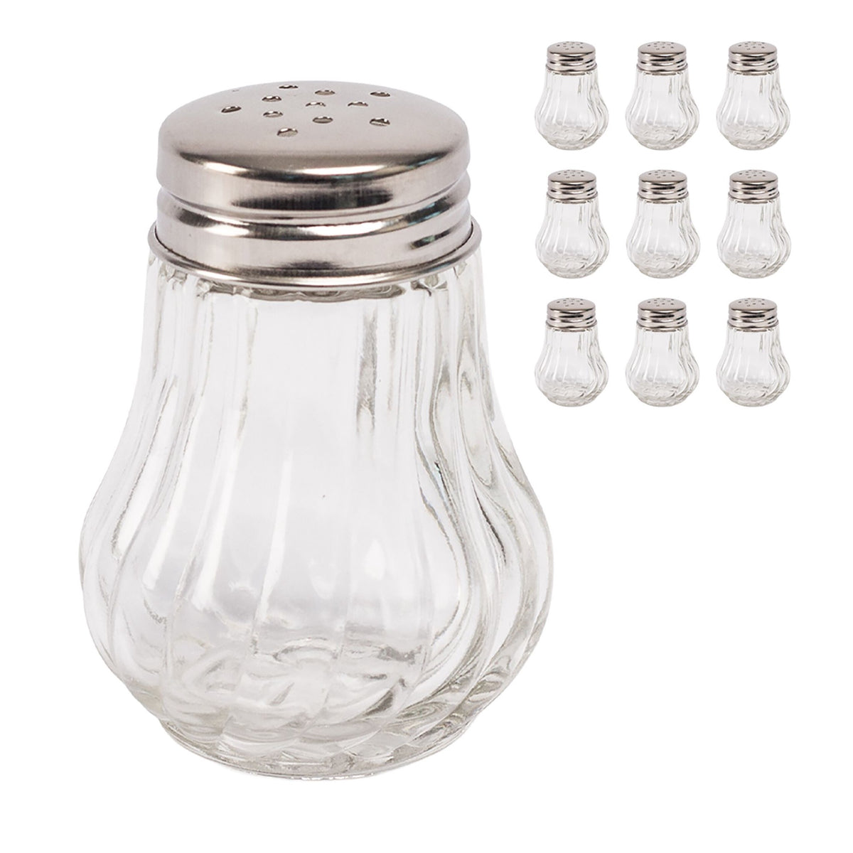 Salt & Pepper Shaker Set, 10-Piece Ribbed Glass