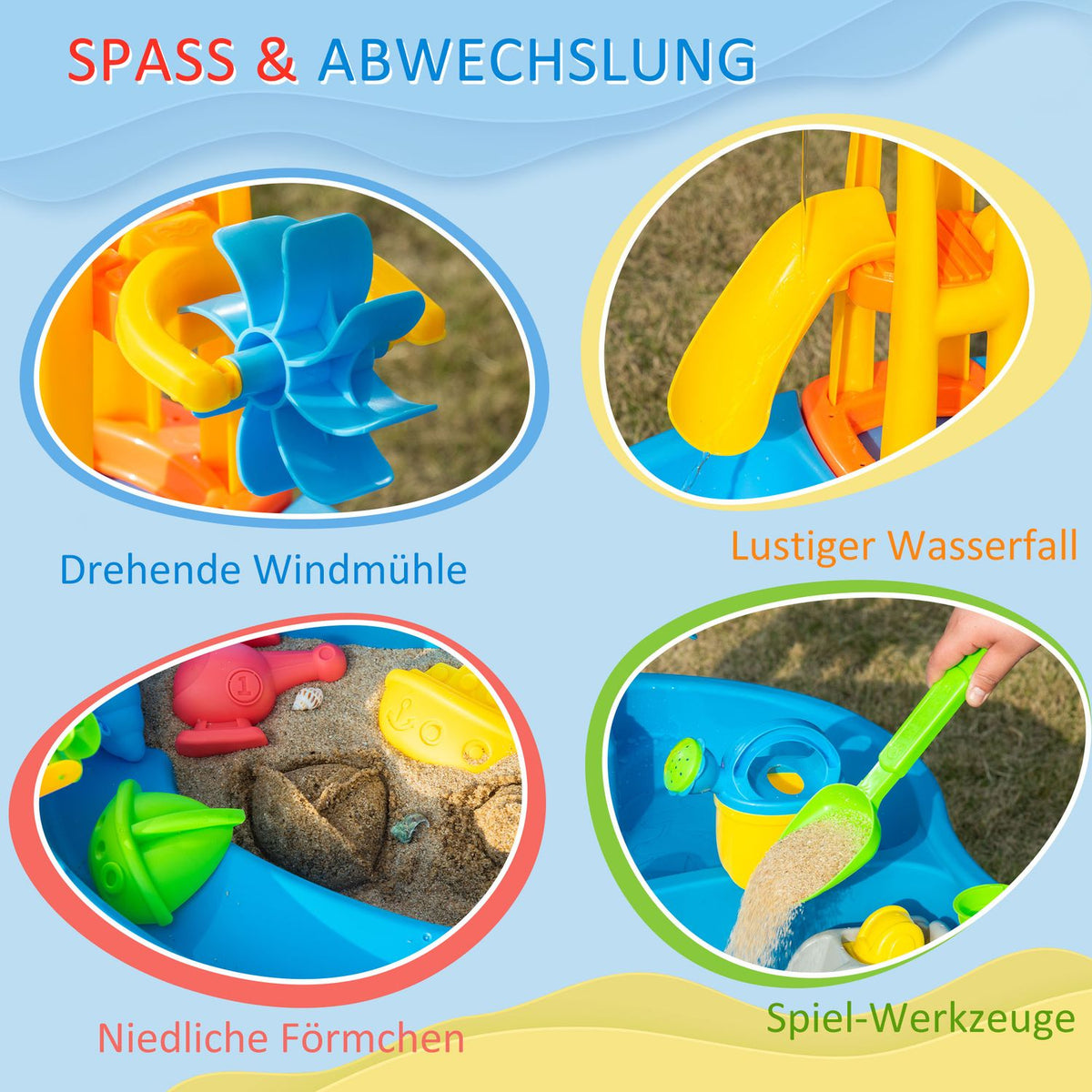 Sand And Water Play Table 2 In 1 Table Play Set 25 Piece Beach Toys With Parasol For Kids