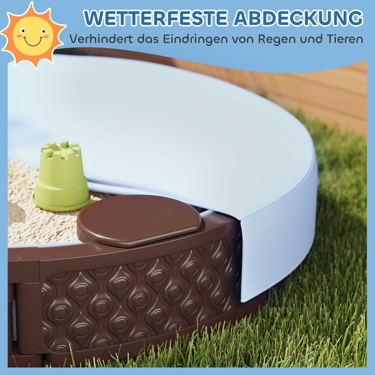Sandbox, sandbox sandbox with 3 seats, waterproof base, weatherproof protective tarpaulin, for 1.5-5 years children dark brown