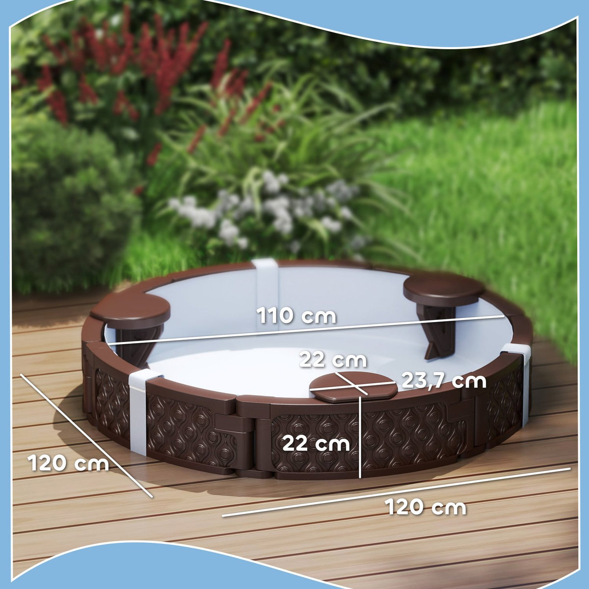 Sandbox, sandbox sandbox with 3 seats, waterproof base, weatherproof protective tarpaulin, for 1.5-5 years children dark brown