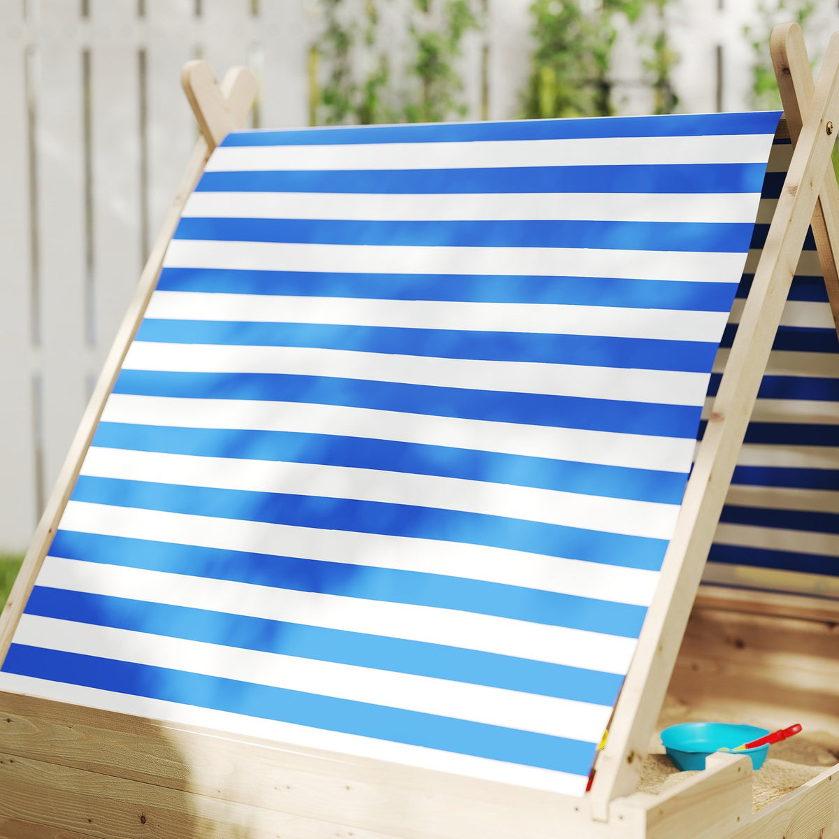 Sandbox with tent roof, 120 x 120 cm wooden sandbox sandbox with groundsheet, removable roof for 3-6 years children nature