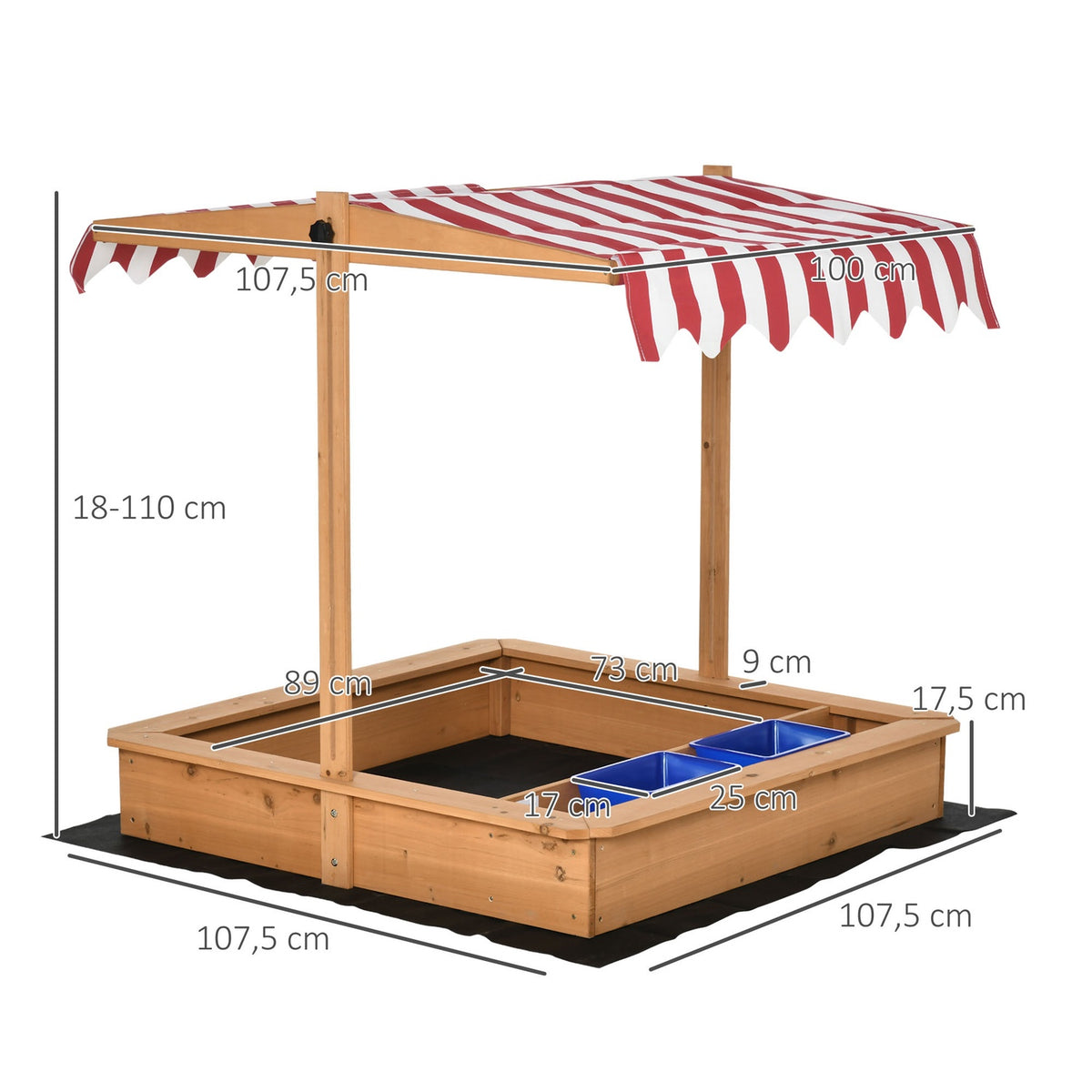 Sandpit Wooden Bottomless Design Mud Area For Children 3-7 Years Sandpit With Cover Roof For Garden Patio Beach