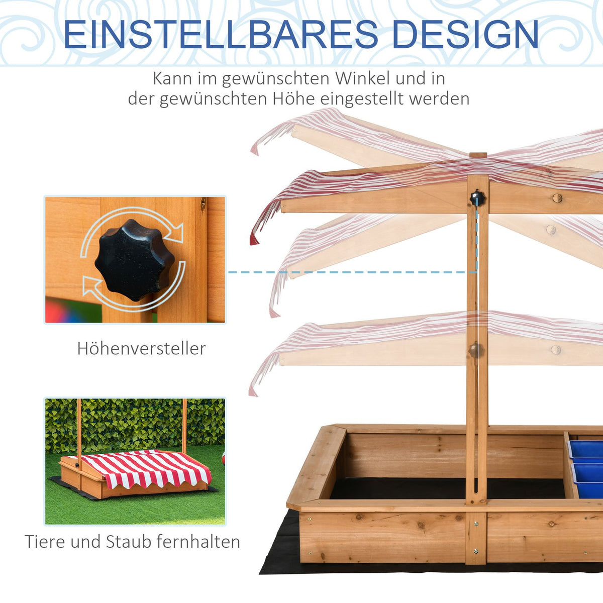 Sandpit Wooden Bottomless Design Mud Area For Children 3-7 Years Sandpit With Cover Roof For Garden Patio Beach