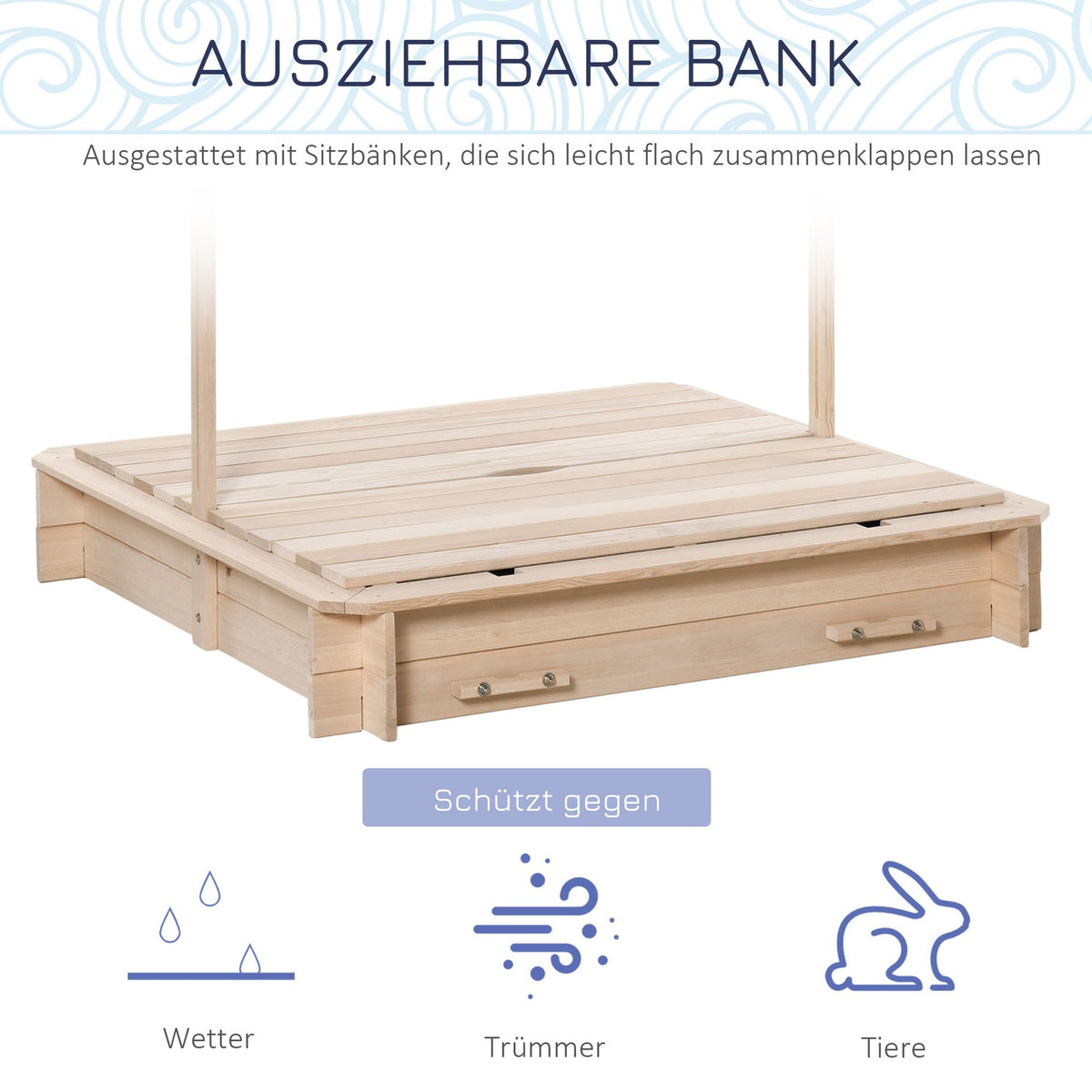 Sandpit Wooden Sandpit For Garden Sandpit With Roof Felix Children'S Sandpit With Roof Adjustable Fir Wood 3-7 Years Natural