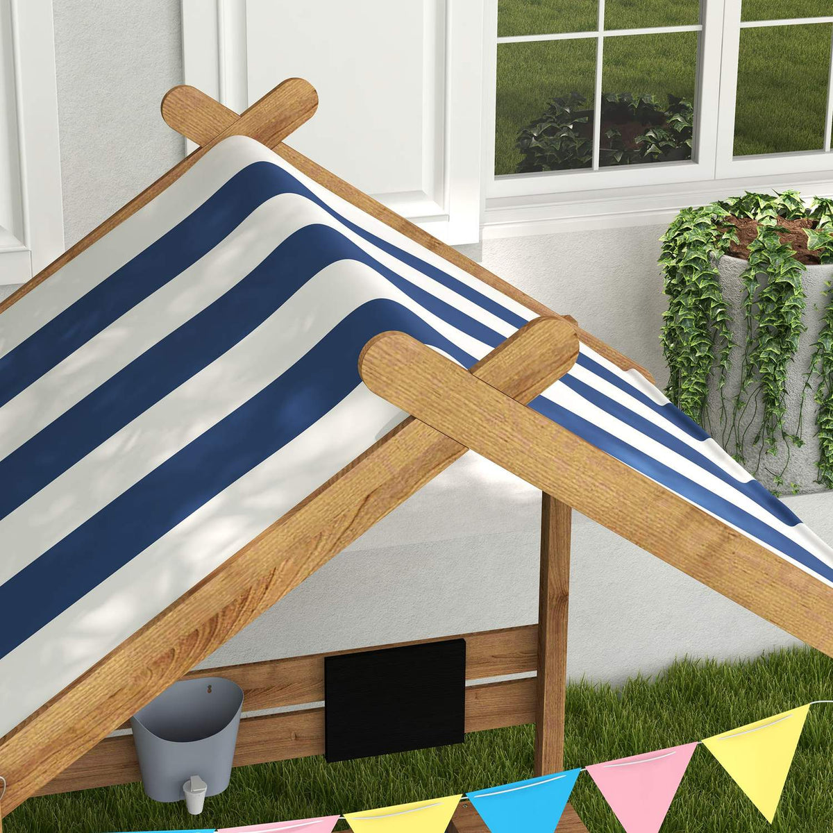 Sandpit with Roof Wooden Sandbox with Seat and Board for 3-7 Years 124x116x146cm Garden Playhouse Brown