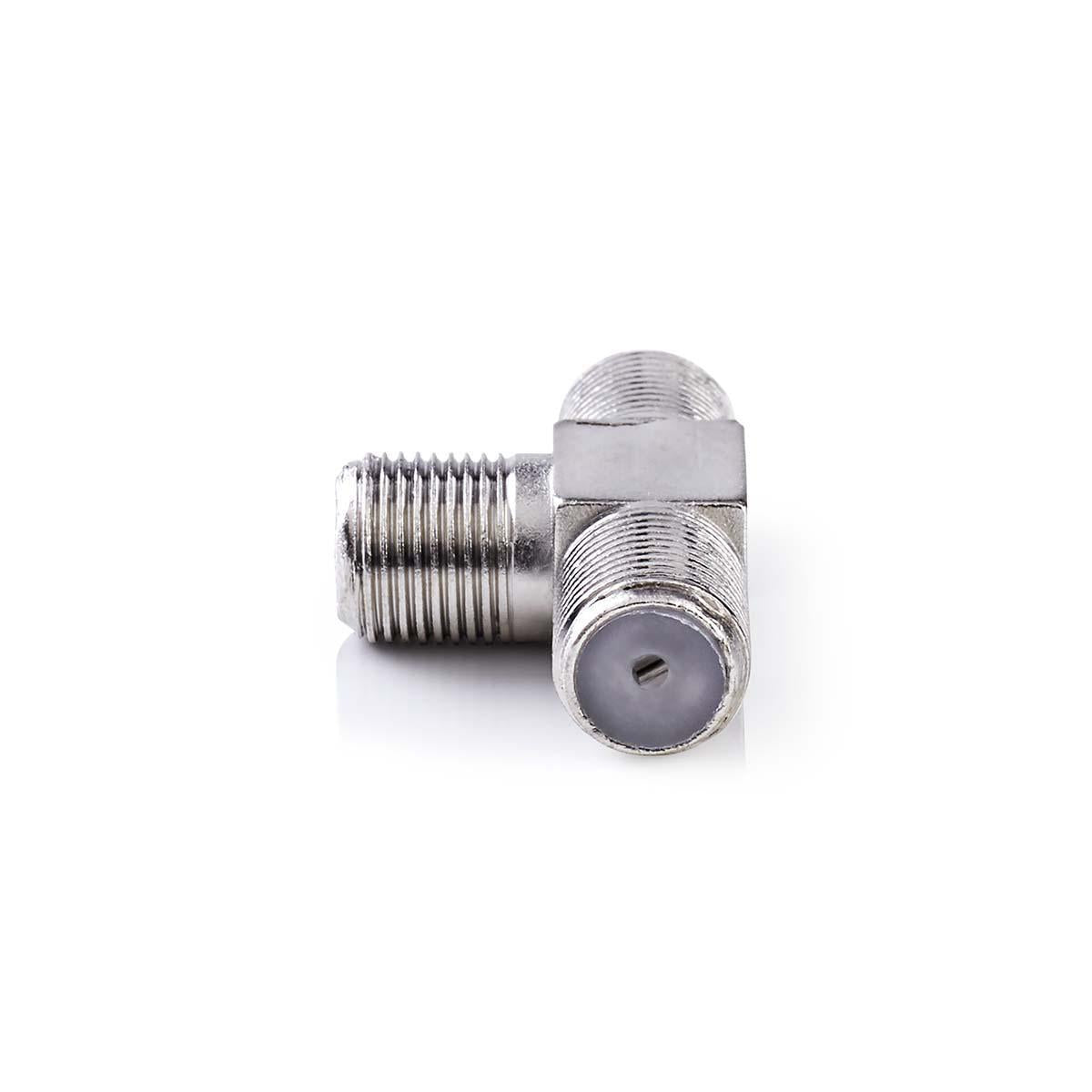 Satellite & Antenna Adapter | F Female | 2x F Female | Nickel Plated | 75 Ohm | T-Splitter | Metal | Silver | 10 pieces. | Plastic bag
