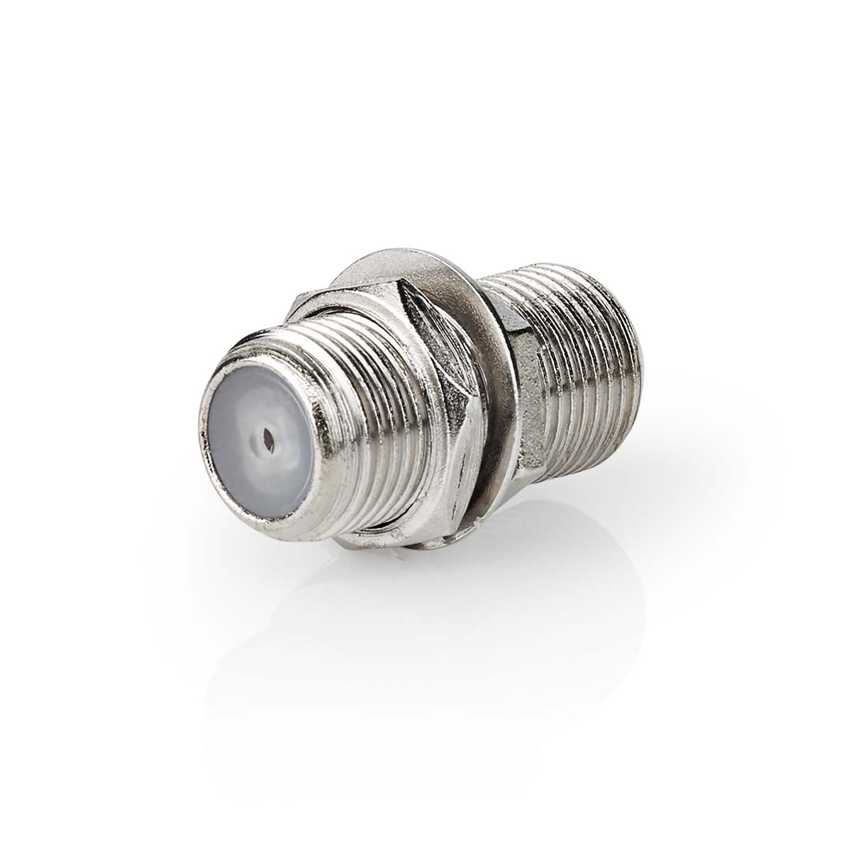 Satellite & Antenna Adapter | F Female | F Female | Nickel Plated | 75 Ohm | Straight | Metal | Silver | 1 pc. | Box