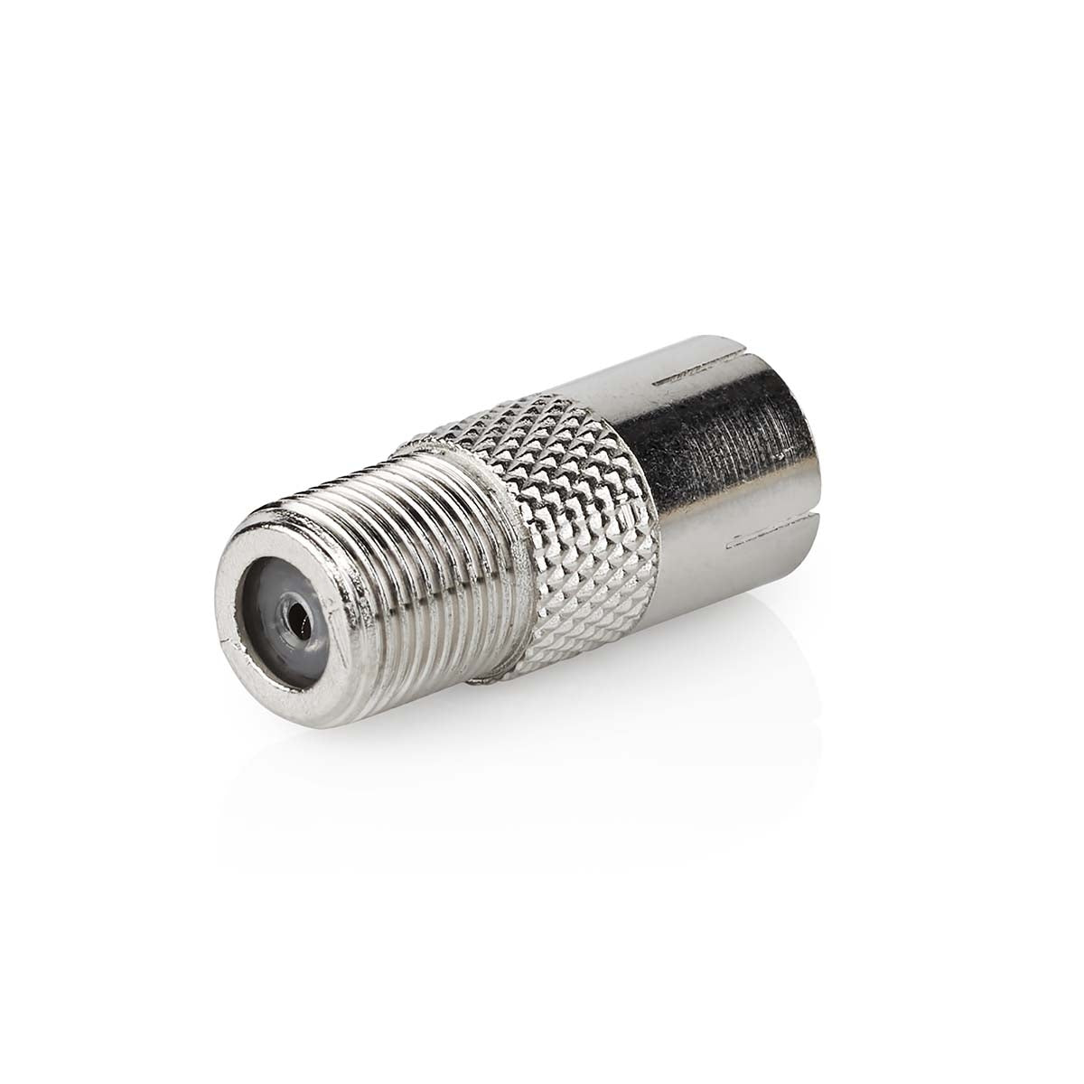 Satellite & Antenna Adapter | F Female | IEC (Coax) Female | Nickel Plated | 75 Ohm | Straight | Metal | Silver | 10 pieces. | Envelope