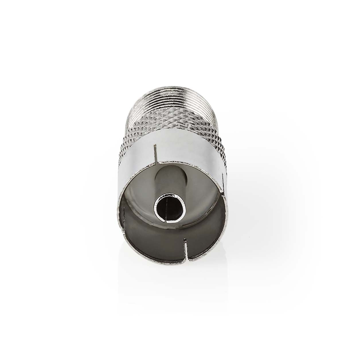 Satellite & Antenna Adapter | F Female | IEC (Coax) Female | Nickel Plated | 75 Ohm | Straight | Metal | Silver | 10 pieces. | Envelope