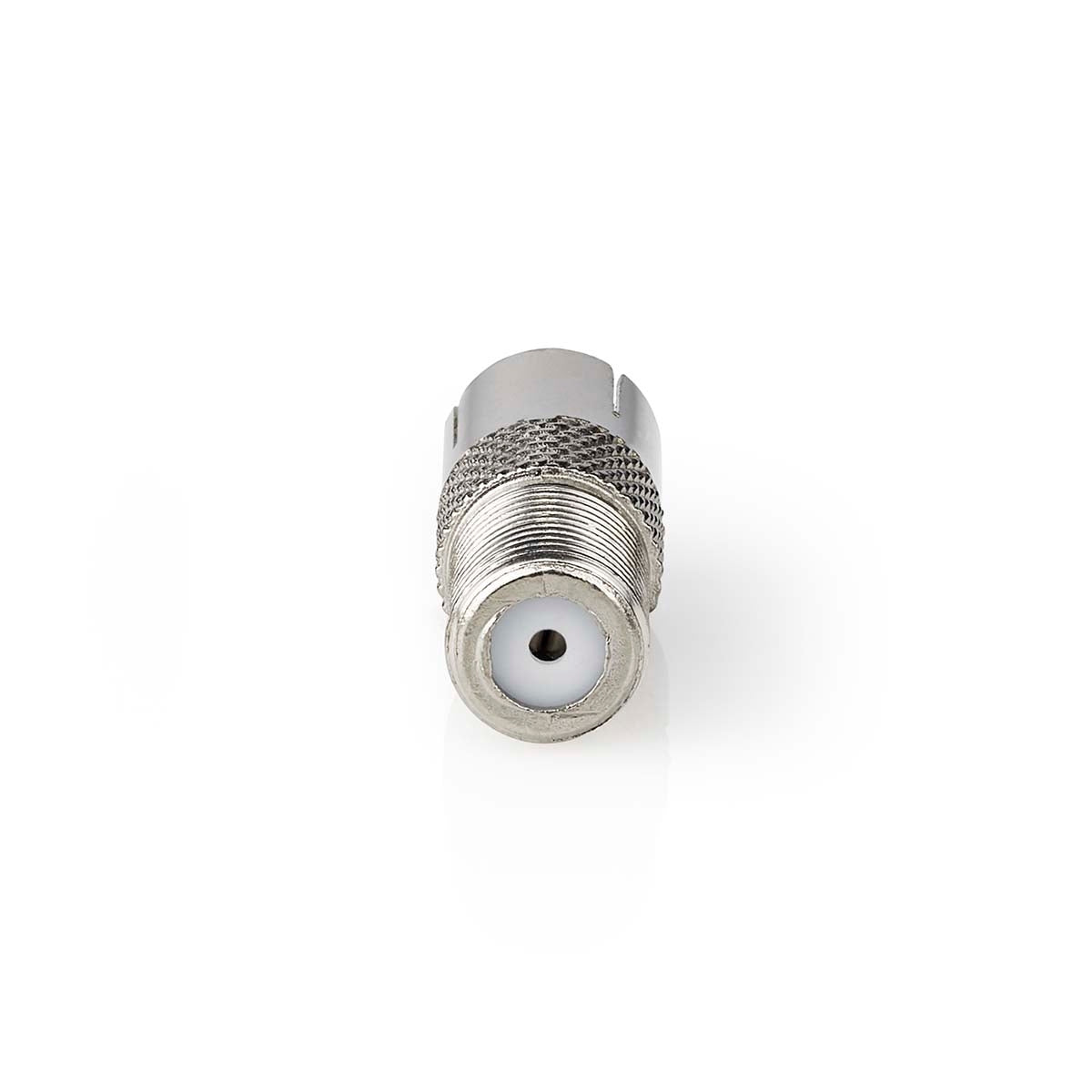 Satellite & Antenna Adapter | F Female | IEC (Coax) Female | Nickel Plated | 75 Ohm | Straight | Metal | Silver | 1 pc. | Box