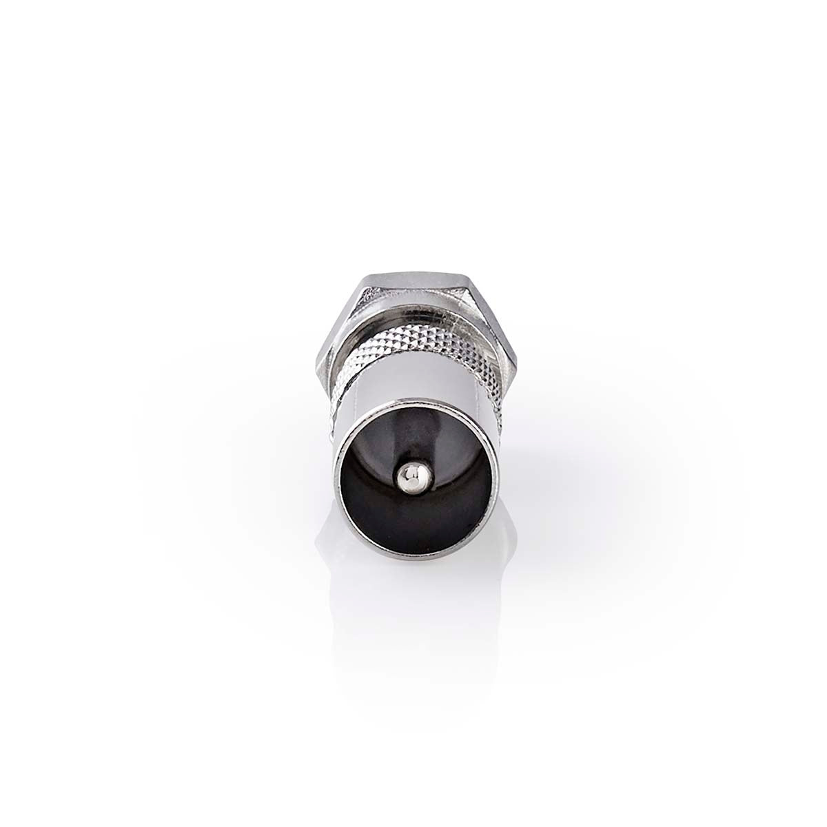 Satellite & Antenna Adapter | F Male | IEC (Coax) Male | Nickel Plated | 75 Ohm | Straight | Metal | Silver | 1 pc. | Box