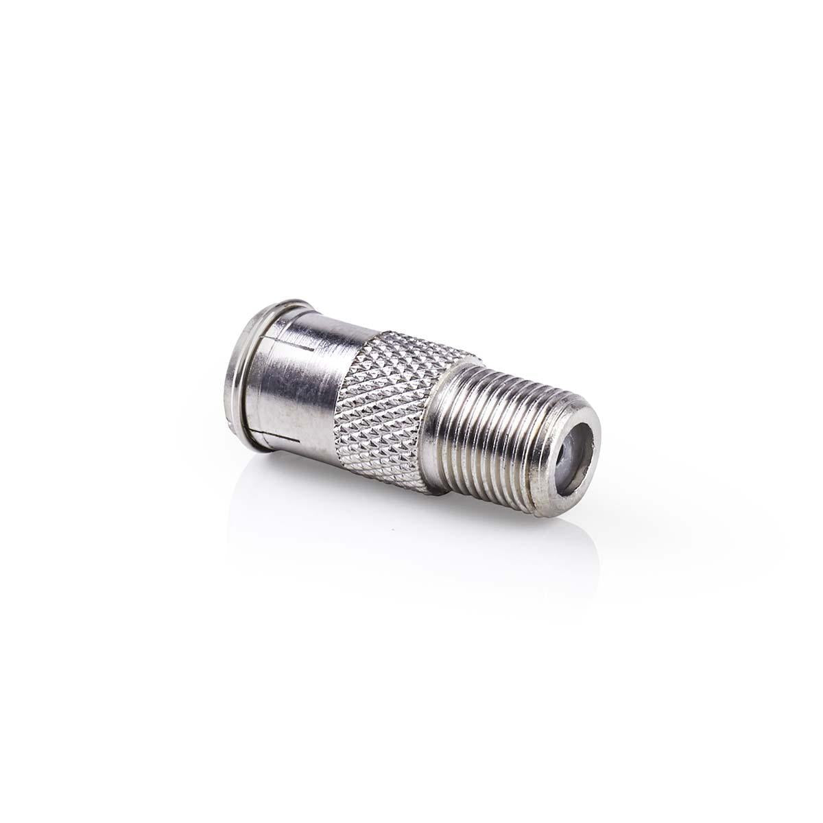 Satellite & Antenna Adapter | F Male Quick | F Female | Nickel Plated | 75 Ohm | Straight | Metal | Silver | 10 pieces. | Envelope