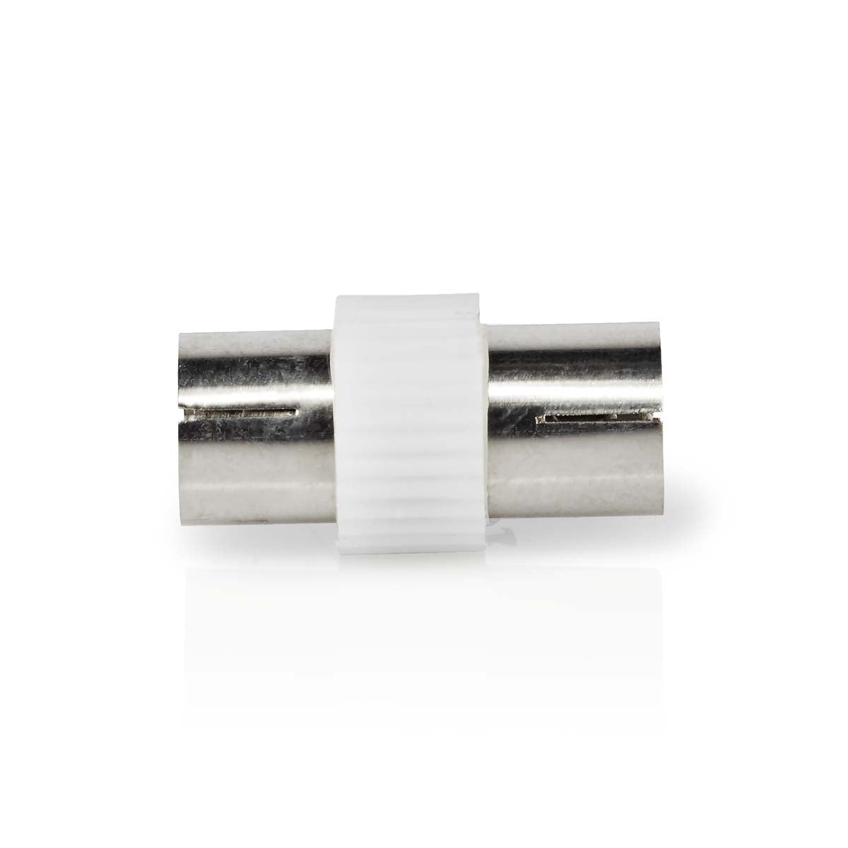 Satellite & Antenna Adapter | IEC (Coax) Female | IEC (Coax) Female | Nickel Plated | 75 Ohm | Straight | Metal / Plastic | White | 1 pc. | Box