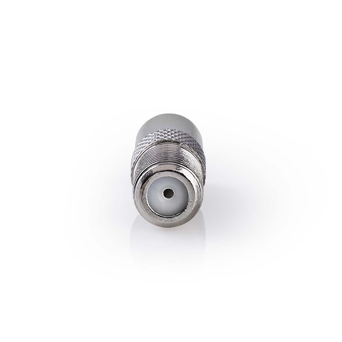 Satellite & Antenna Adapter | IEC (Coax) Male | F Female | Nickel Plated | 75 Ohm | Straight | Metal | Silver | 1 pc. | Box