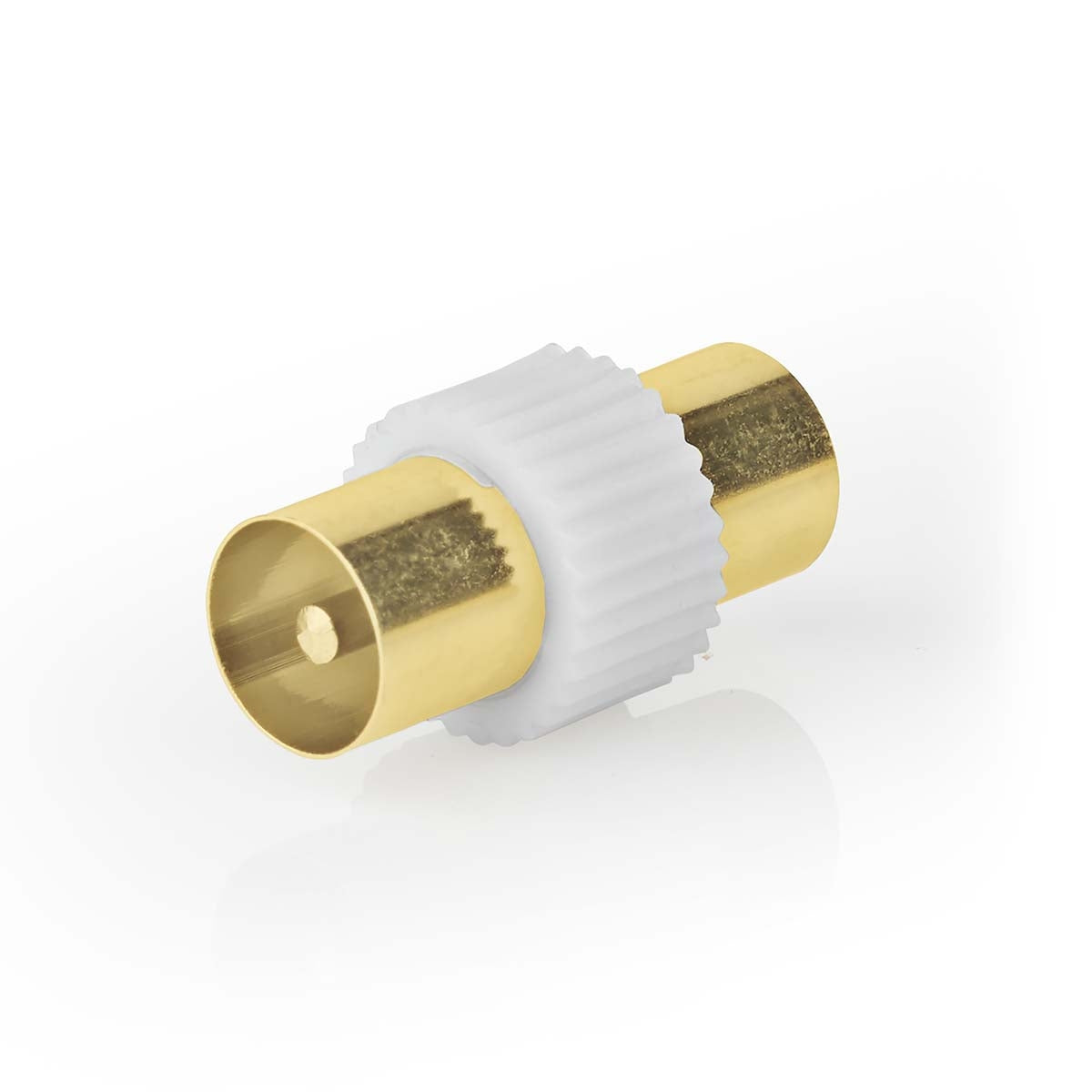 Satellite & Antenna Adapter | IEC (Coax) Male | IEC (Coax) Male | Gold Plated | 75 Ohm | Straight | Metal / Plastic | White | 1 pc. | Box
