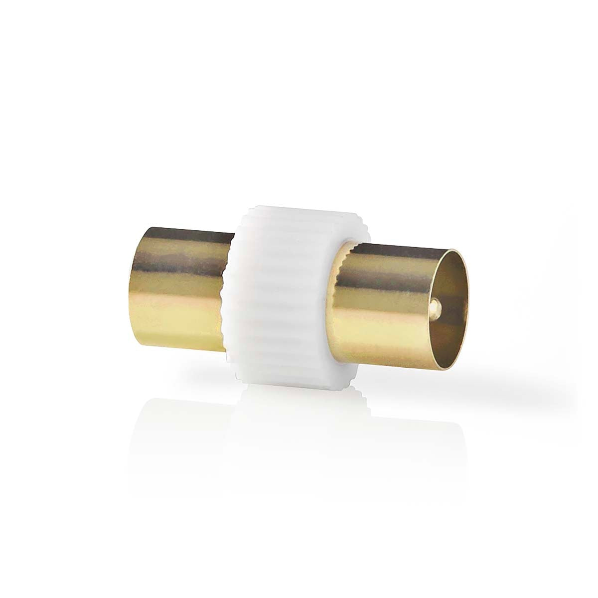 Satellite & Antenna Adapter | IEC (Coax) Male | IEC (Coax) Male | Gold Plated | 75 Ohm | Straight | Metal / Plastic | White | 1 pc. | Box