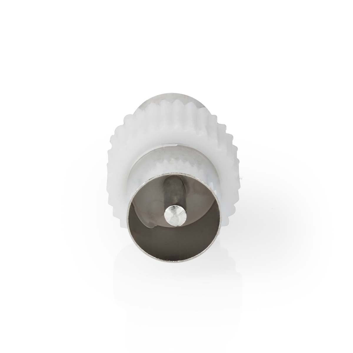 Satellite & Antenna Adapter | IEC (Coax) Male | IEC (Coax) Male | Nickel Plated | 75 Ohm | Straight | Metal / Plastic | White | 1 pc. | Box