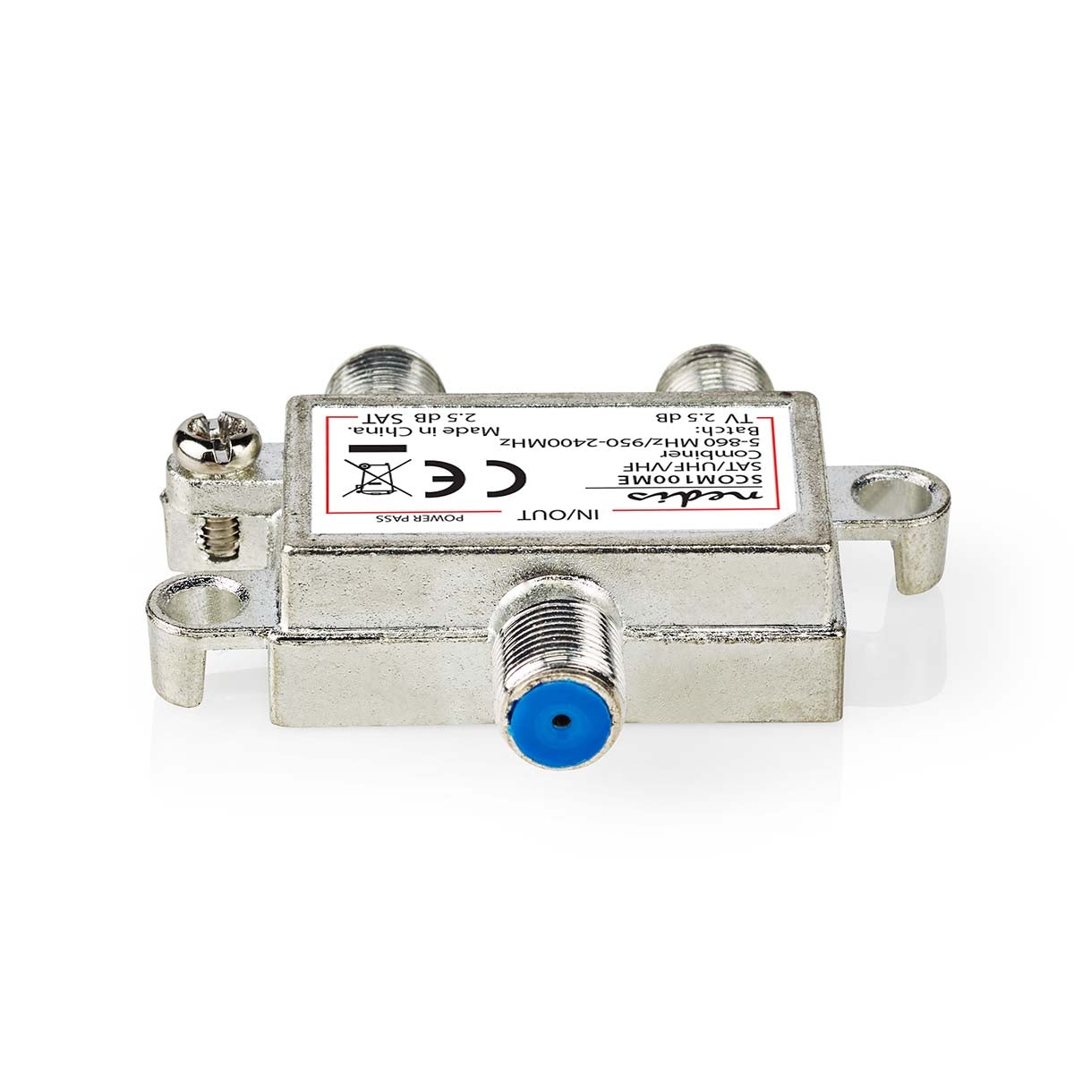 Satellite Combiner | 5-862 MHz | 950-2400 MHz | 75 Ohm | Current pass | Zinc | Silver