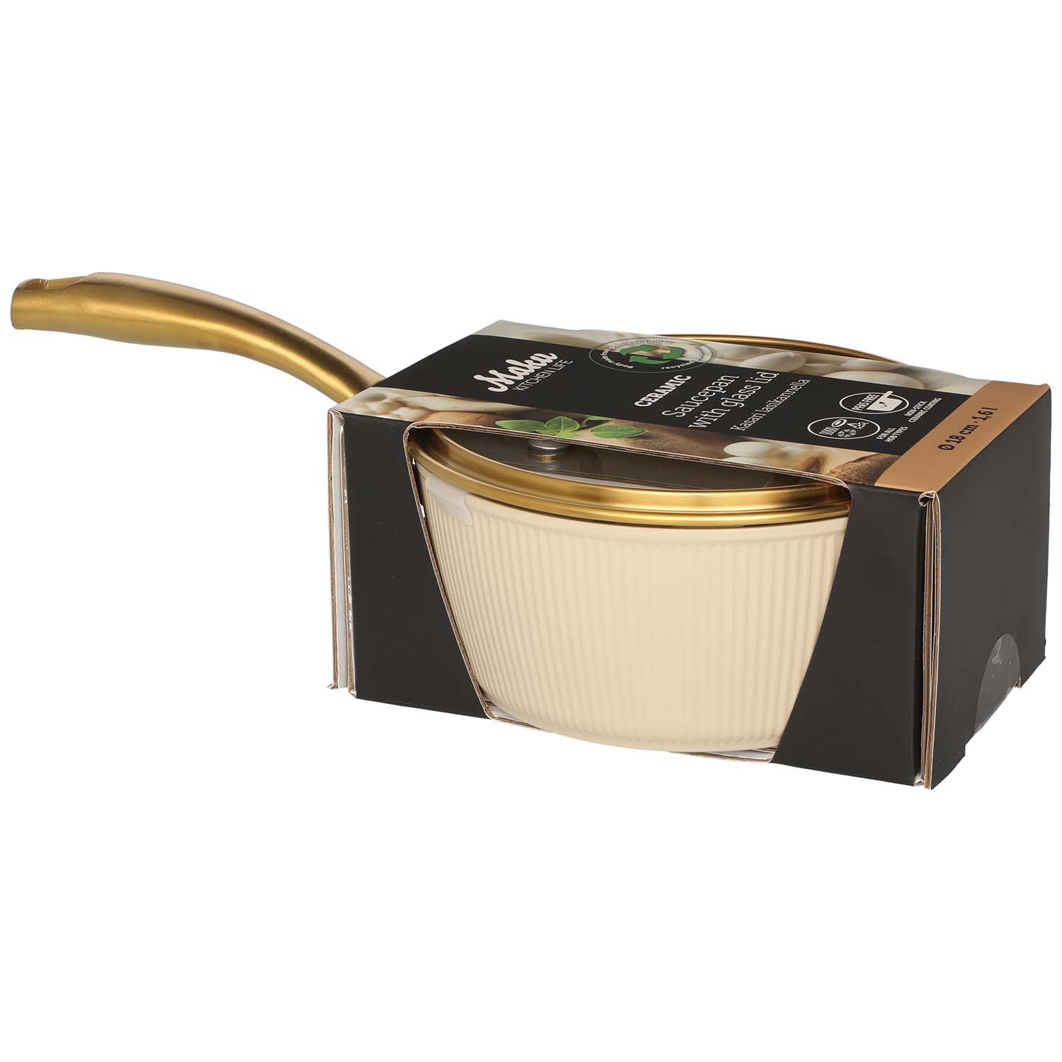 Saucepan with Glass Lid, 18 cm, 1.6 L, Recycled Aluminum