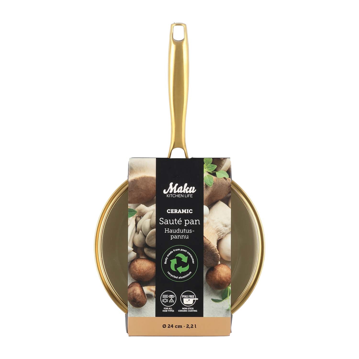 Sauté Pan 24 cm, 2.2 L, Ceramic Non-Stick, Beige