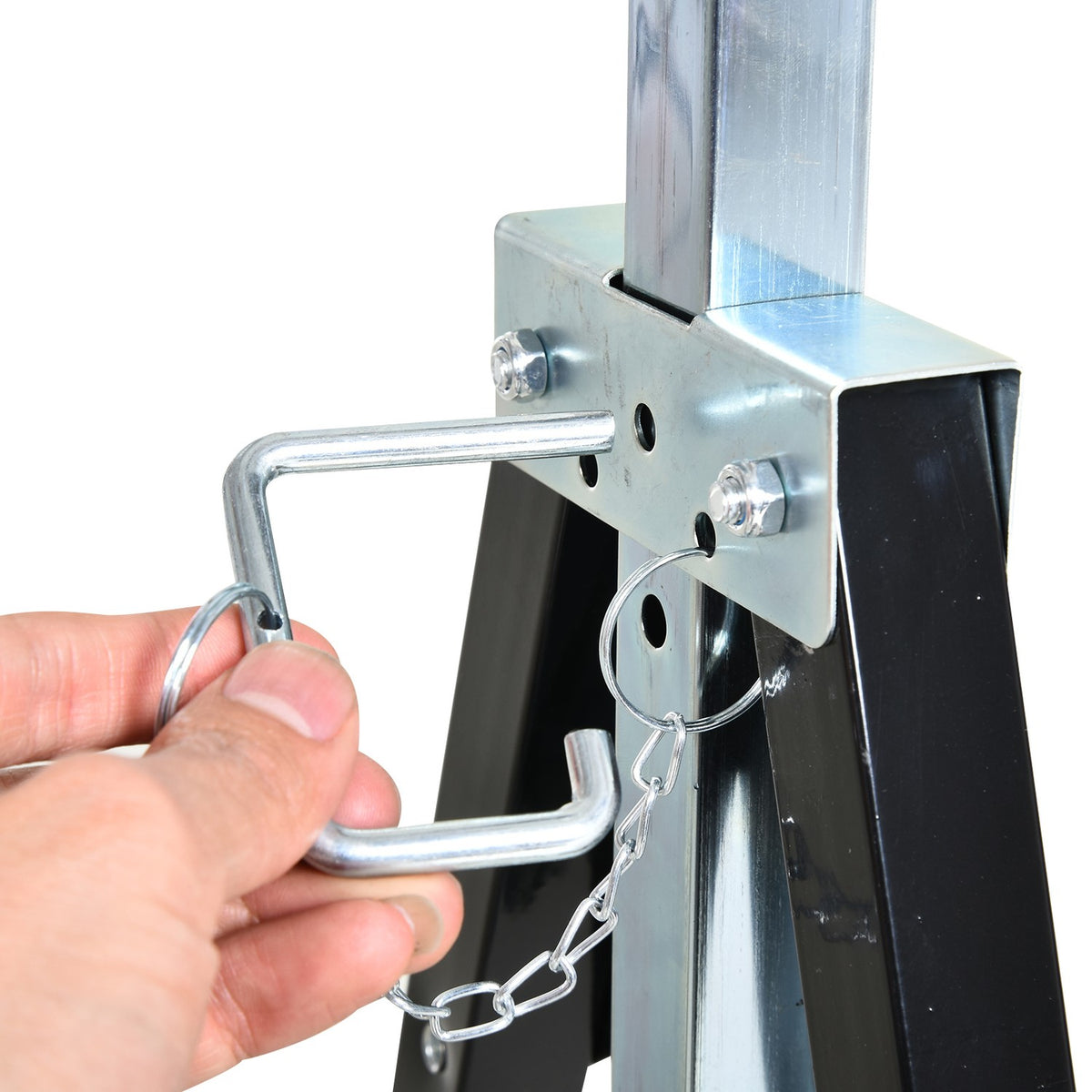 Sawhorse Height-Adjustable, Foldable, Metal, Black, 68X56X80-130Cm, Load Capacity Up To 200Kg