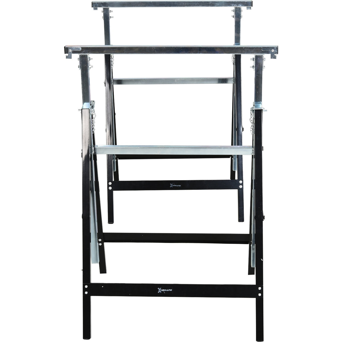 Sawhorse Height-Adjustable, Foldable, Metal, Black, 68X56X80-130Cm, Load Capacity Up To 200Kg