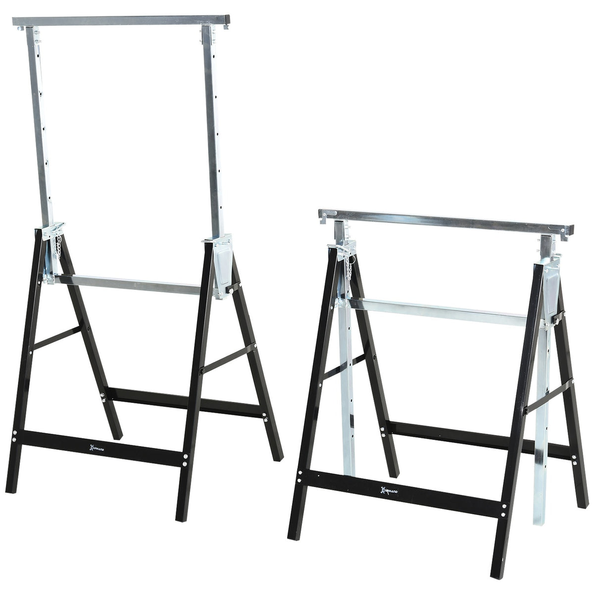 Sawhorse Height-Adjustable, Foldable, Metal, Black, 68X56X80-130Cm, Load Capacity Up To 200Kg