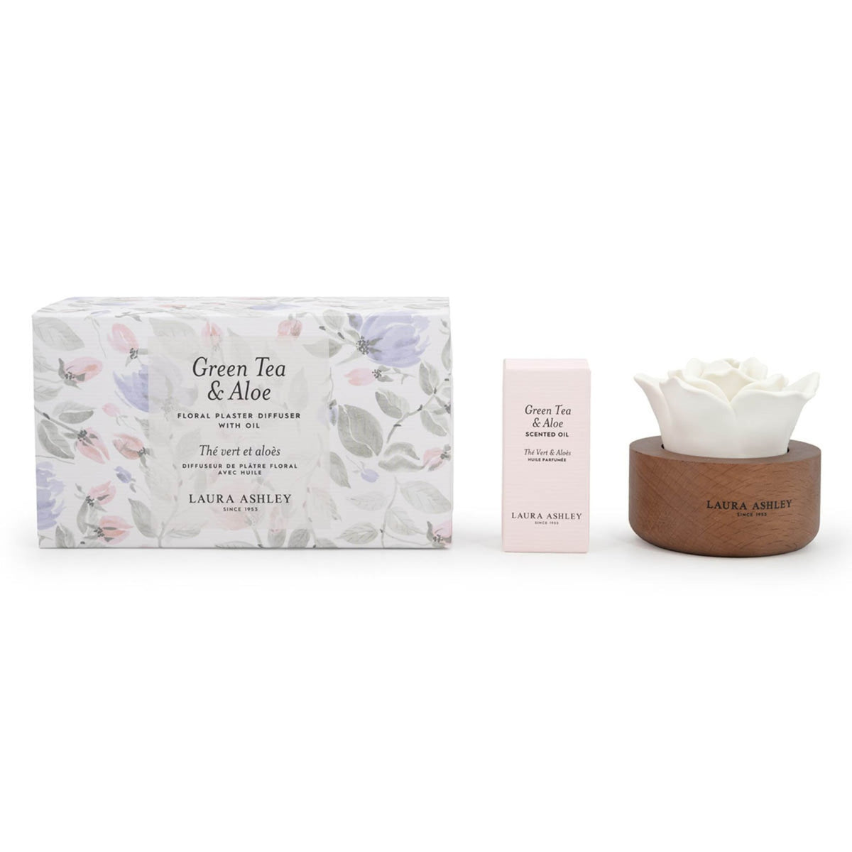 Scented Flower Diffuser with Ceramic and Wood, 30-Day Fragrance