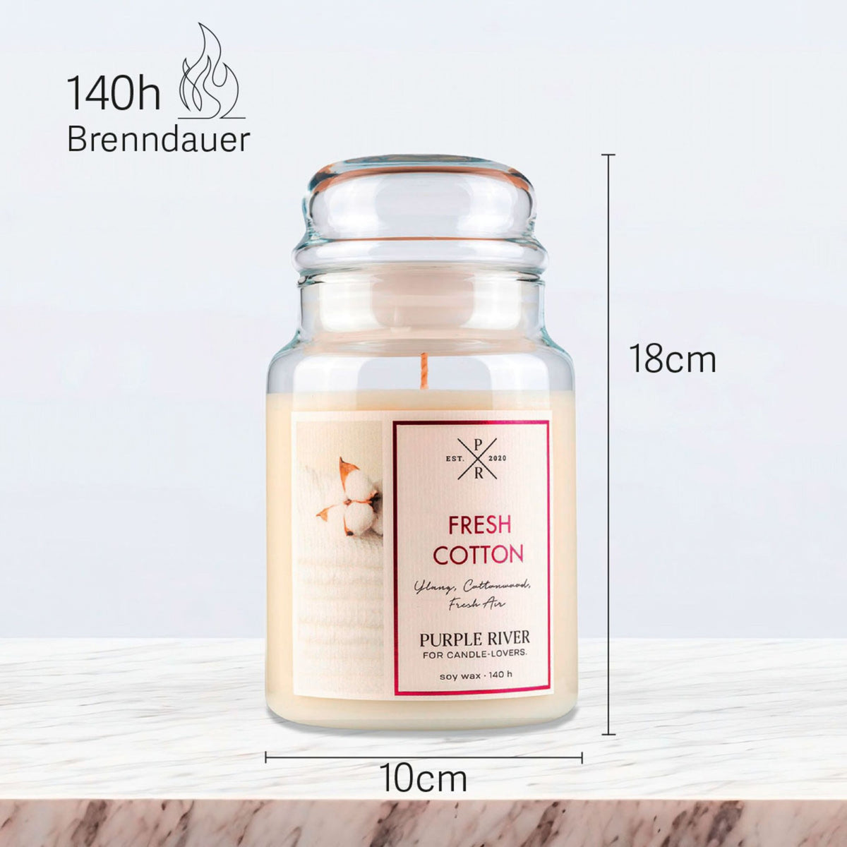 Scented Soy Candle, 140-Hour Burn Time