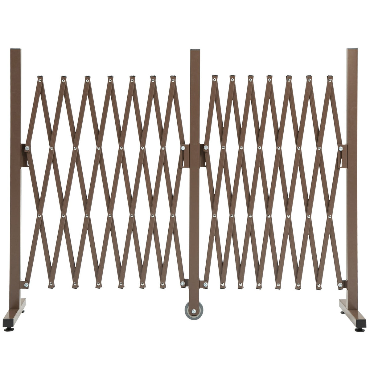 Scissor Gate Barrier Extendable 52-405Cm Garden Aluminum Brown H103.5Cm