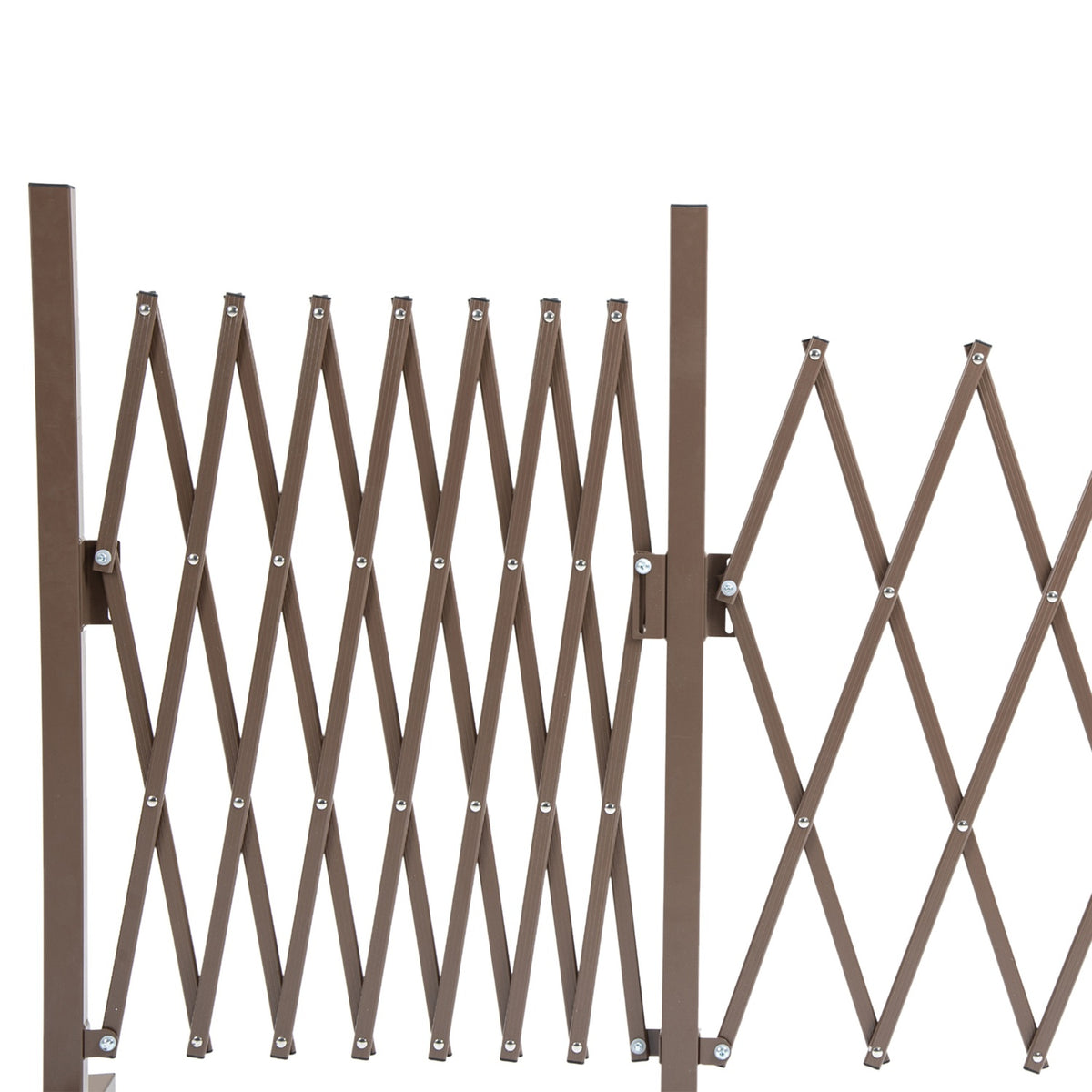 Scissor Gate Barrier Extendable 52-405Cm Garden Aluminum Brown H103.5Cm