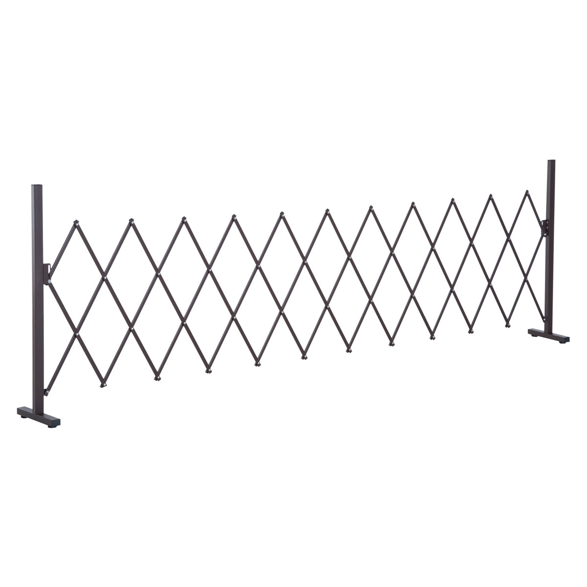 Scissor Gate, Extendable Barrier, 35-300 Cm, Ideal For Garden, Aluminium, Brown, H103.5 Cm