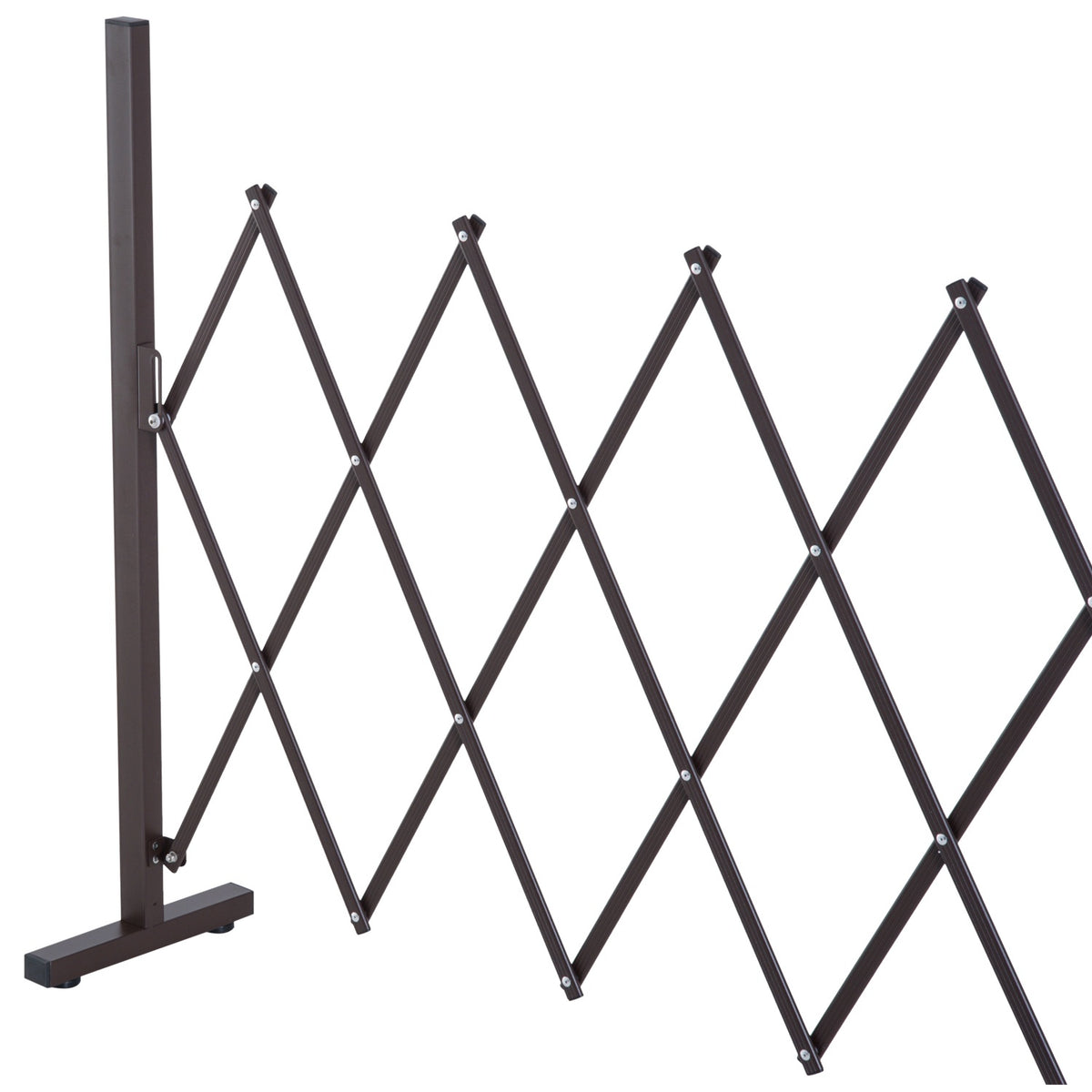 Scissor Gate, Extendable Barrier, 35-300 Cm, Ideal For Garden, Aluminium, Brown, H103.5 Cm