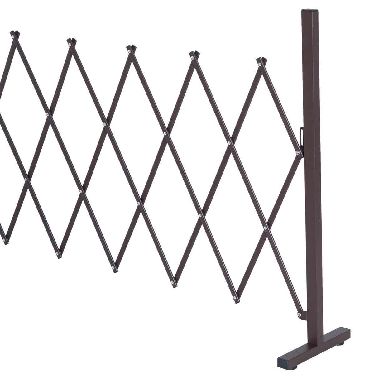 Scissor Gate, Extendable Barrier, 35-300 Cm, Ideal For Garden, Aluminium, Brown, H103.5 Cm