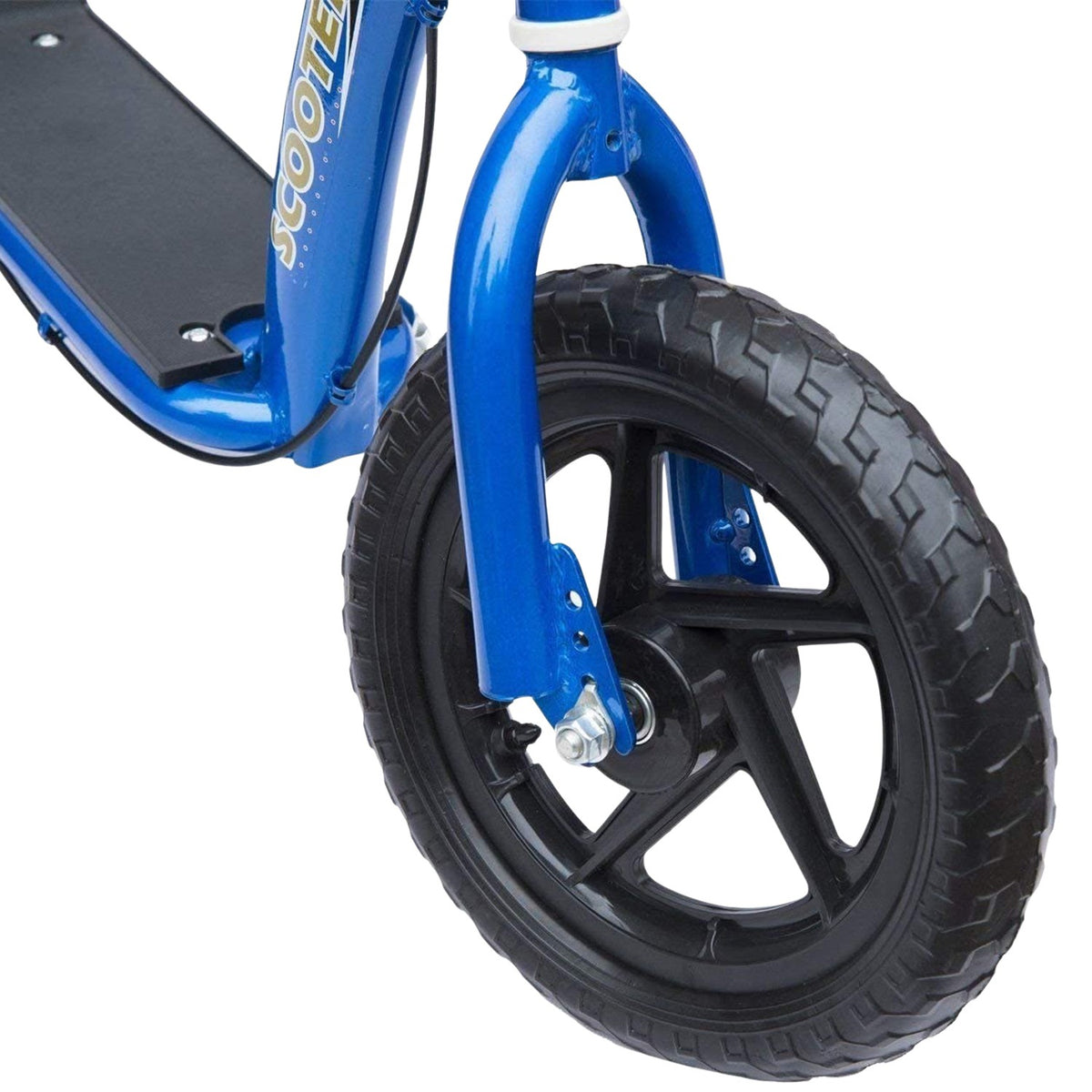 Scooter Children'S Scooter City Scooter 12 Inch With Rear Brake, Height Adjustable, Steel & Eva, Blue, 120X52X80-88 Cm