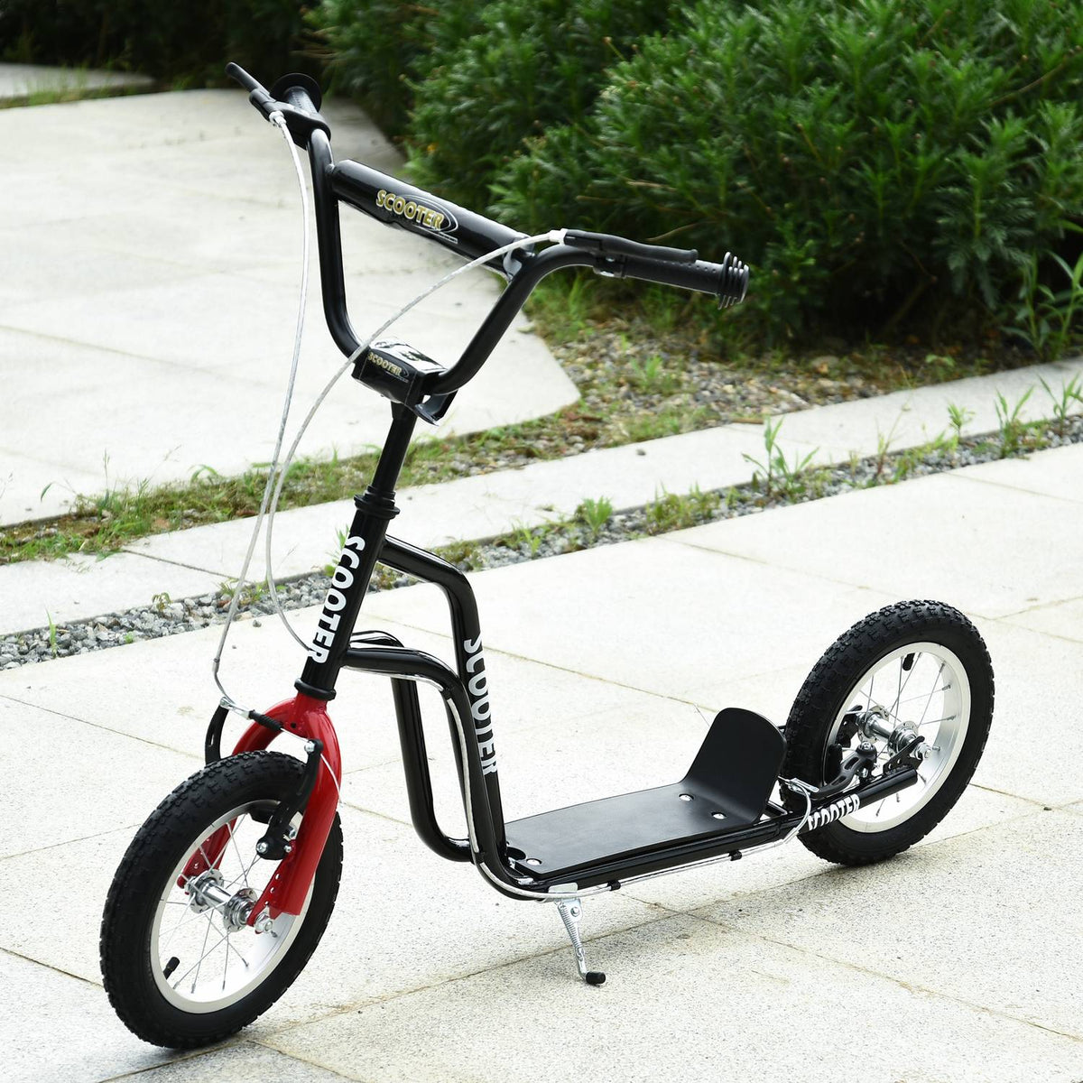 Scooter Children'S Scooter City Scooter From 5 Years Kickboard With Pneumatic Tires 12 Inch From 5 Years Black 120 X 58 X 75-80 Cm