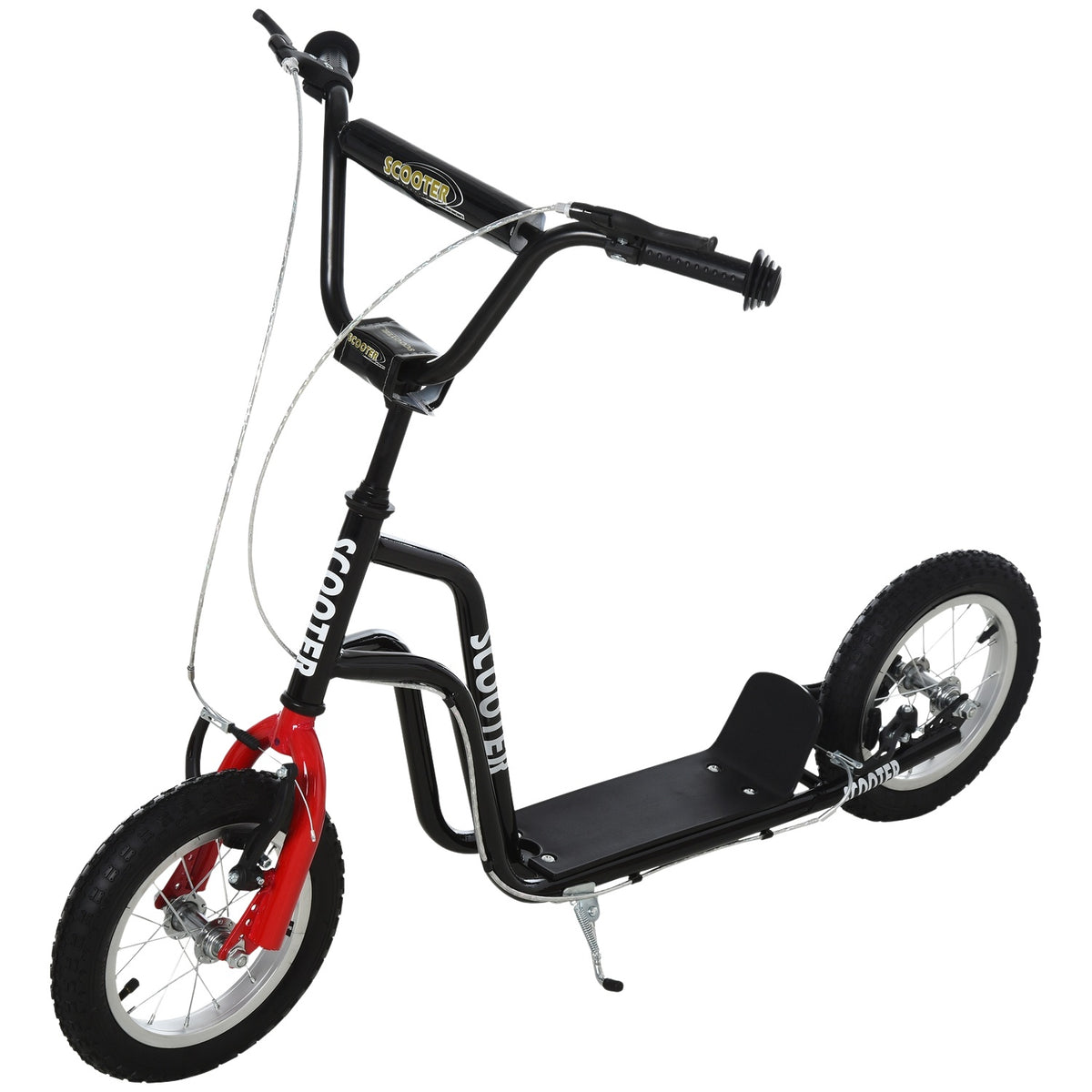 Scooter Children'S Scooter City Scooter From 5 Years Kickboard With Pneumatic Tires 12 Inch From 5 Years Black 120 X 58 X 75-80 Cm