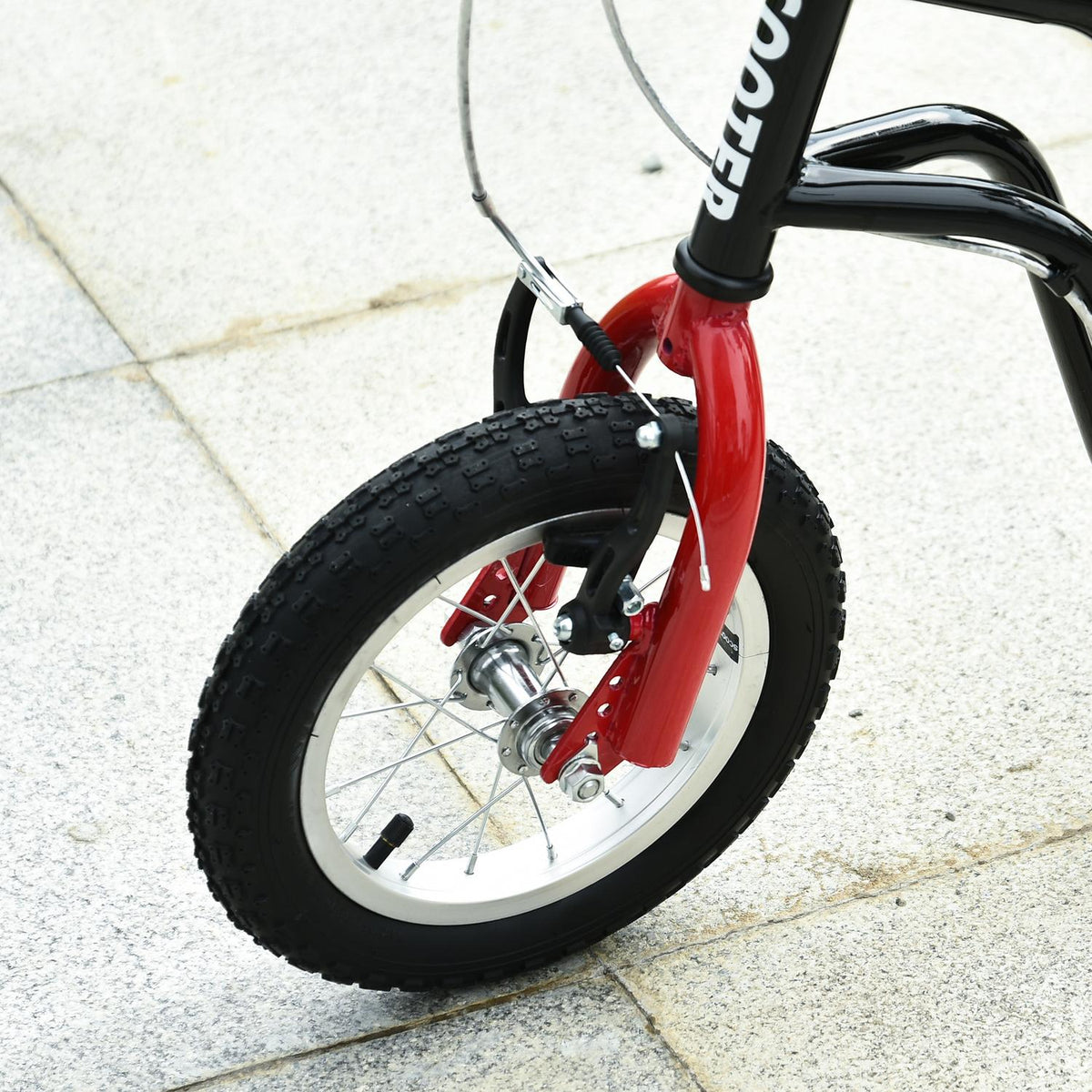 Scooter Children'S Scooter City Scooter From 5 Years Kickboard With Pneumatic Tires 12 Inch From 5 Years Black 120 X 58 X 75-80 Cm