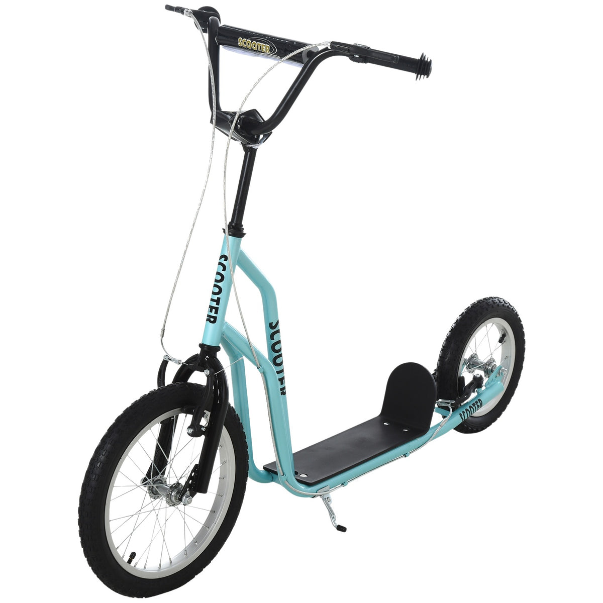Scooter Children'S Scooter From 5 Years, Kickboard With Pneumatic Tires 16/12 Inches, Blue, 135 X 58 X 88-94 Cm