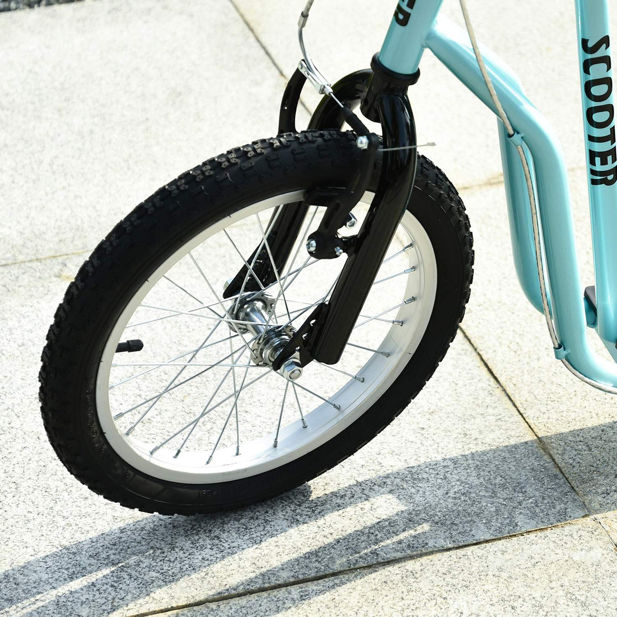 Scooter Children'S Scooter From 5 Years, Kickboard With Pneumatic Tires 16/12 Inches, Blue, 135 X 58 X 88-94 Cm