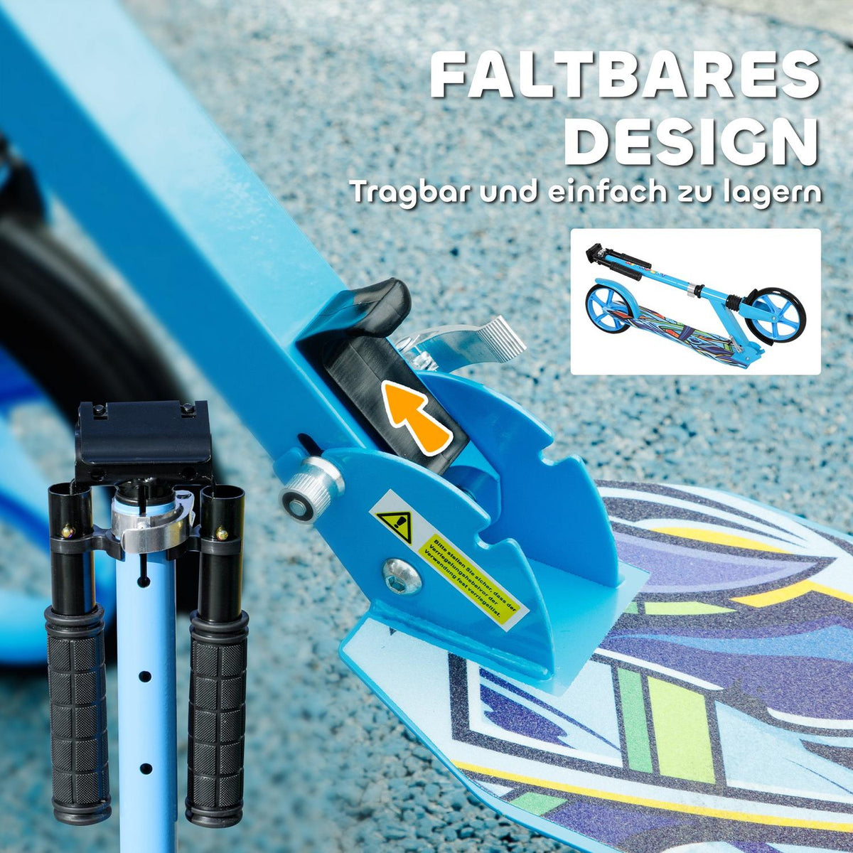 Scooter Children's Foldable Children's Scooter with Adjustable Handlebar Height, 2 Large Wheels, Rear Mudguard Brake, Kick Scooter for Children from 6-12 Years Blue