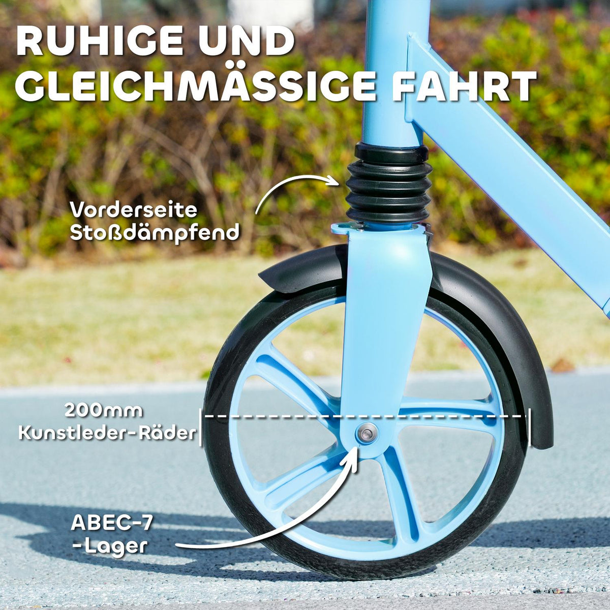Scooter Children's Foldable Children's Scooter with Adjustable Handlebar Height, 2 Large Wheels, Rear Mudguard Brake, Kick Scooter for Children from 6-12 Years Blue