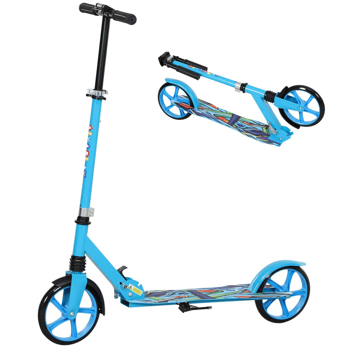 Scooter Children's Foldable Children's Scooter with Adjustable Handlebar Height, 2 Large Wheels, Rear Mudguard Brake, Kick Scooter for Children from 6-12 Years Blue